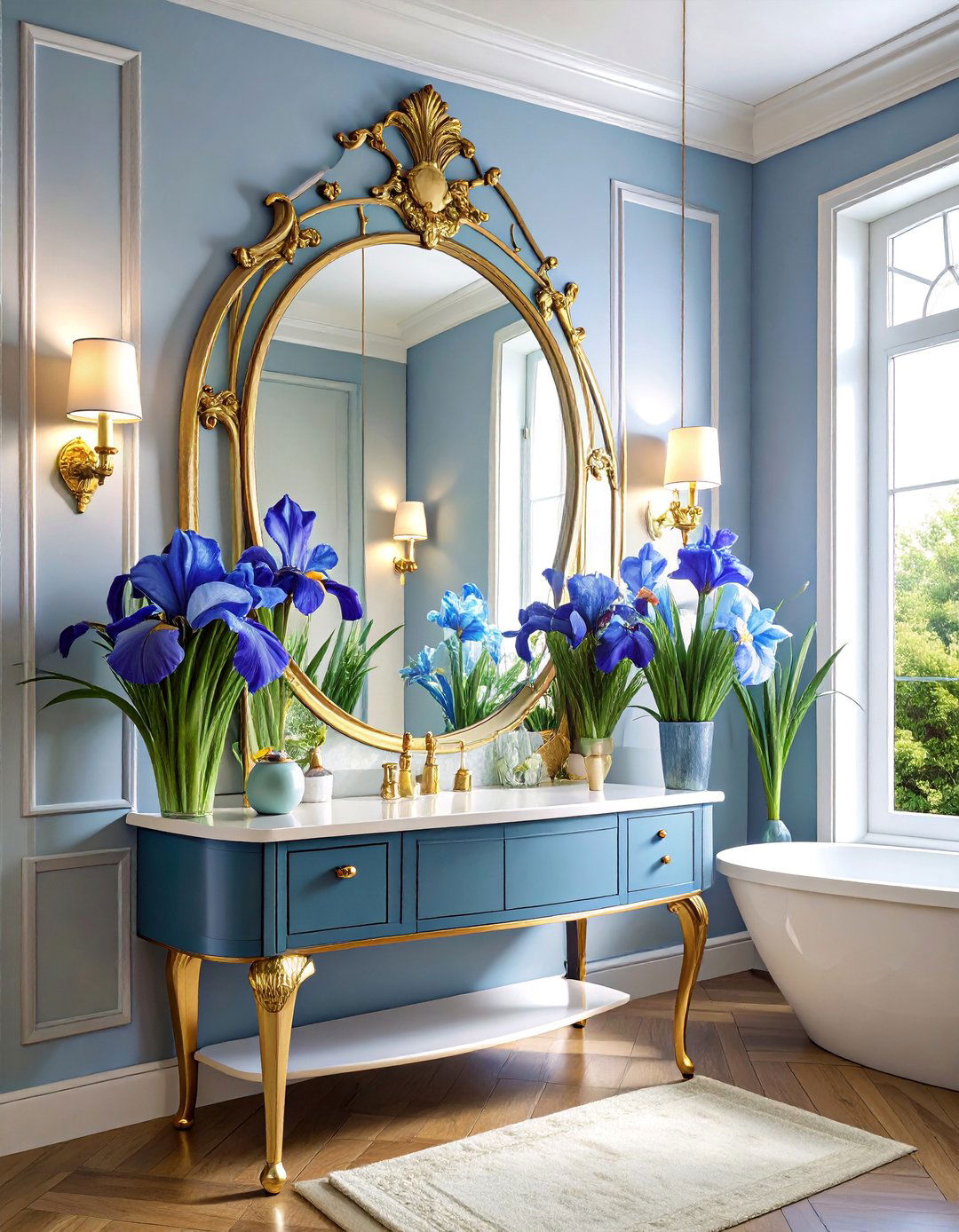 Art Nouveau Iris Motif - 25 Mirror Painting Ideas