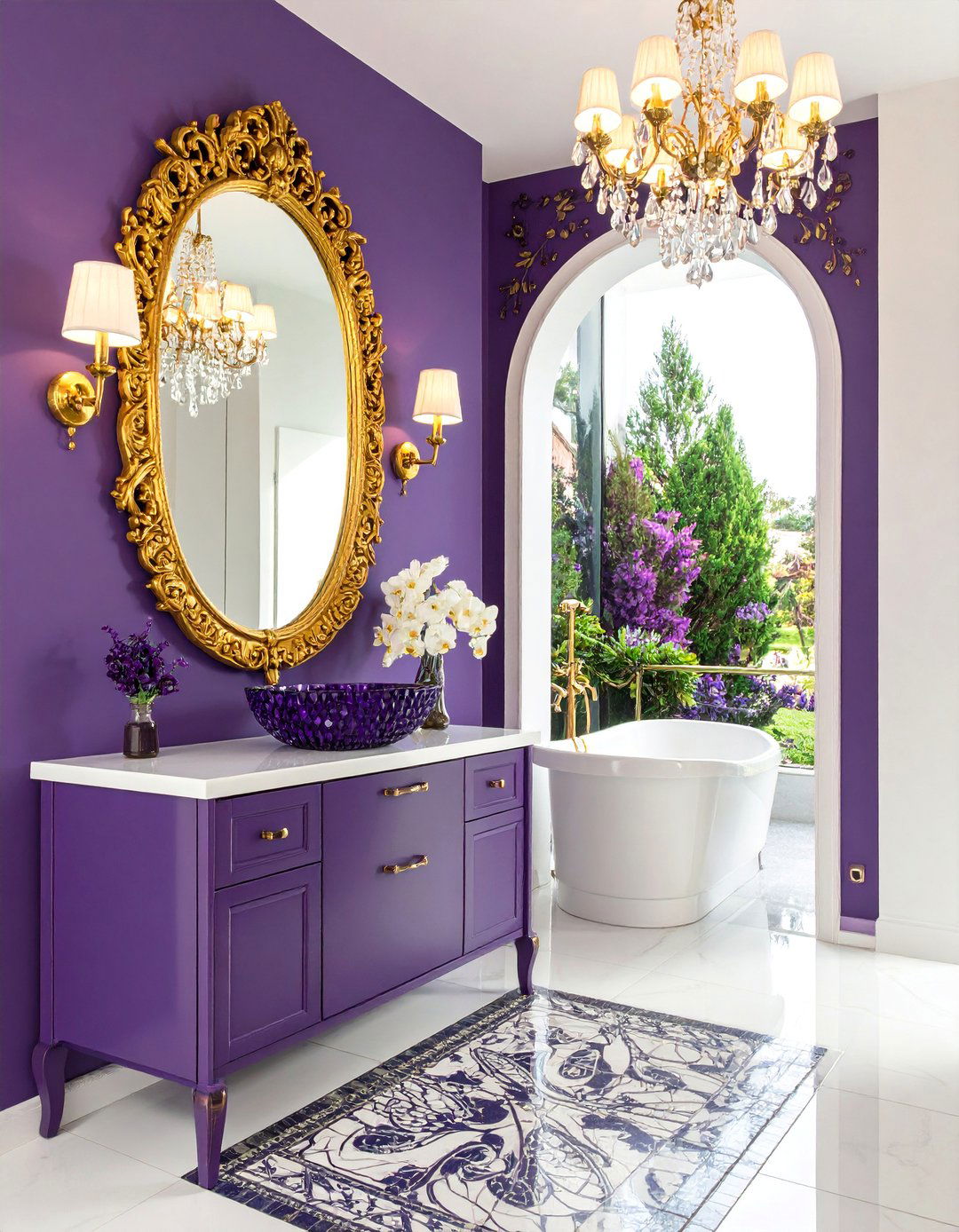 Art Nouveau Powder Room with Jewel Toned Luxury - 25 Art Nouveau Interior Design Ideas