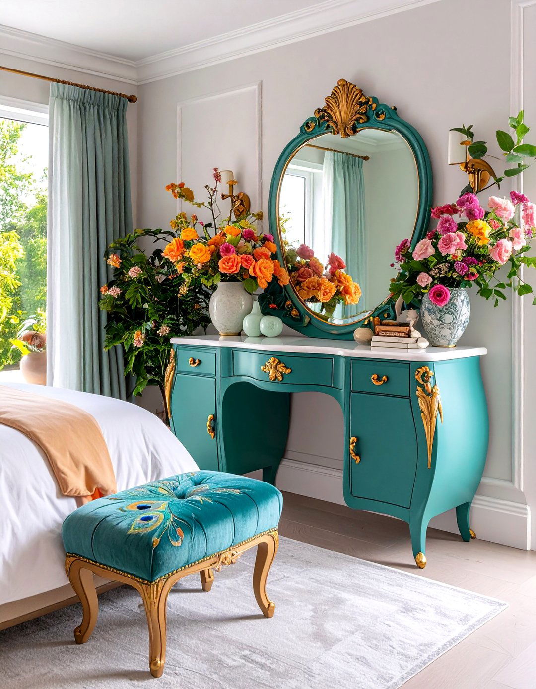 Art Nouveau Vanity with Organic Curves - 25 Makeup Vanity Ideas