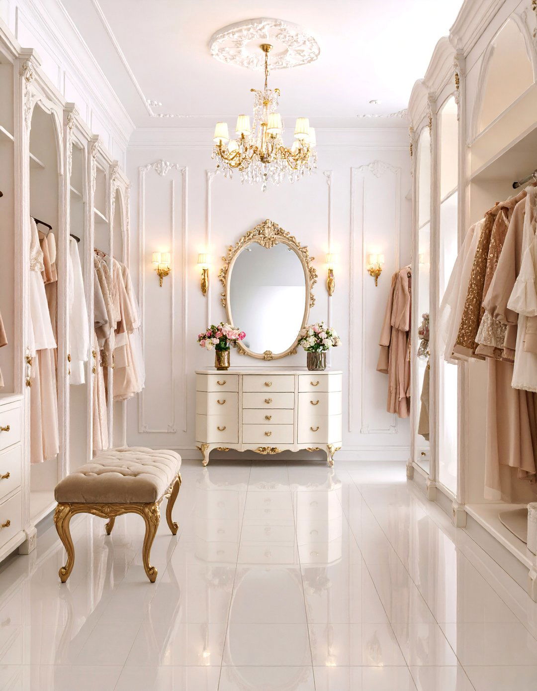 Art Nouveau Walk in Closet with Luxury Dressing Design - 25 Art Nouveau Interior Design Ideas