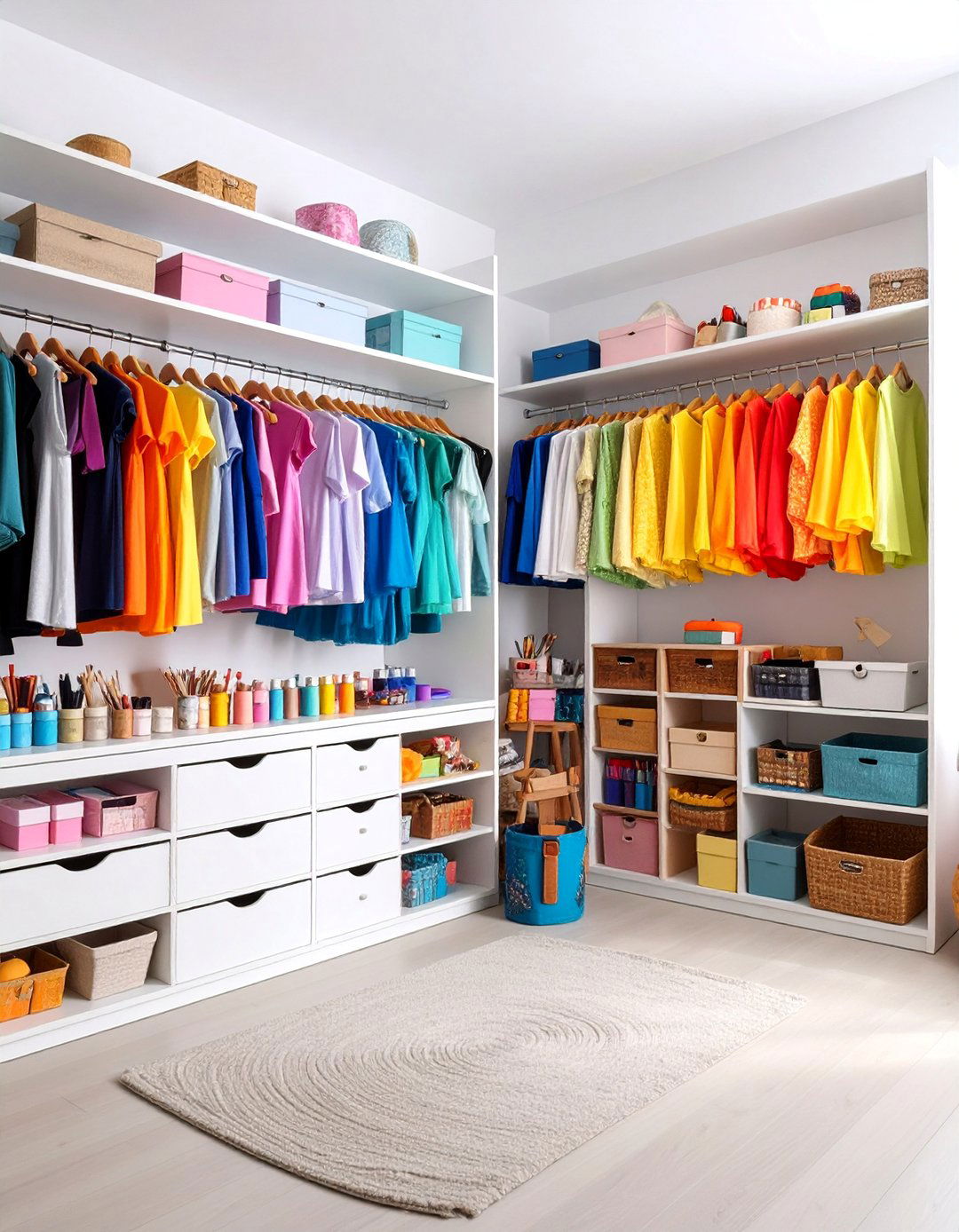 Art Studio Nursery Closet with Creative Organization - 25 Nursery Closet Ideas