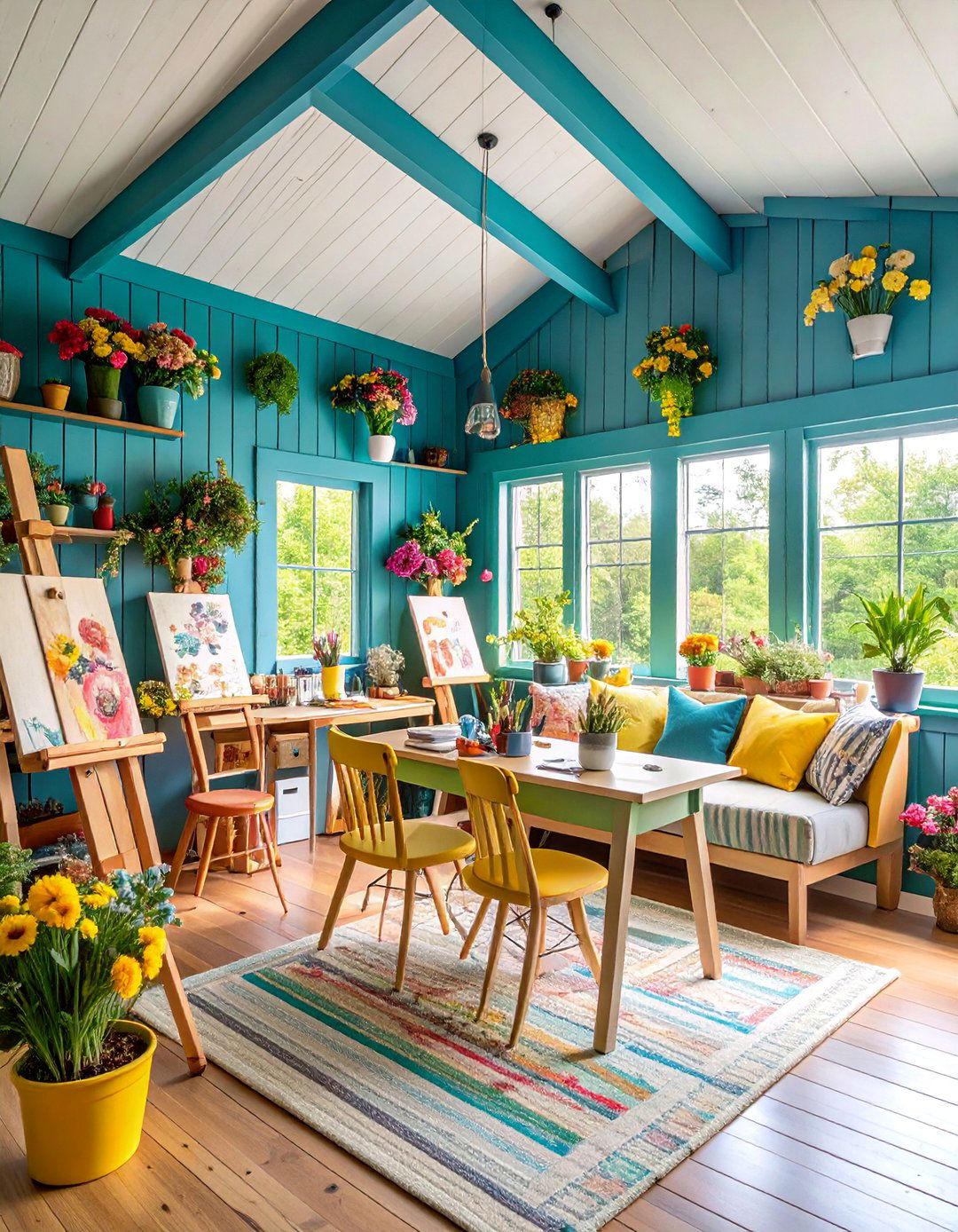 Art Studio She Shed with Creative Storage - 25 She Shed Interior Ideas