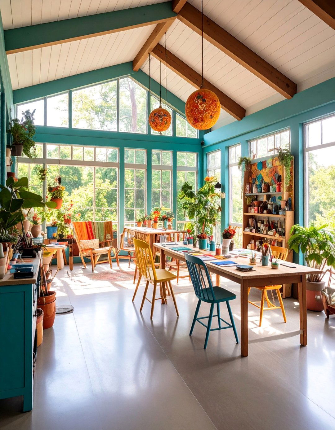 Art Studio Three Season Porch with Creative Storage - 25 Three Season Porch Ideas