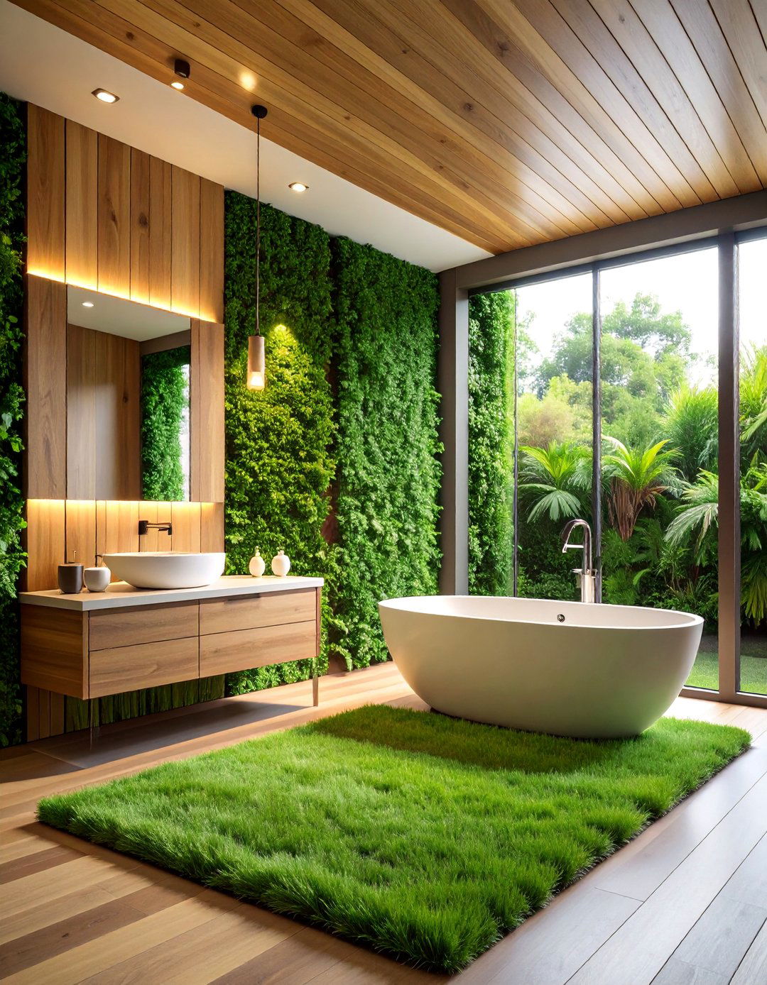 Artificial Grass Bathroom Spa Wall - 25 Artificial Grass Wall Design Ideas