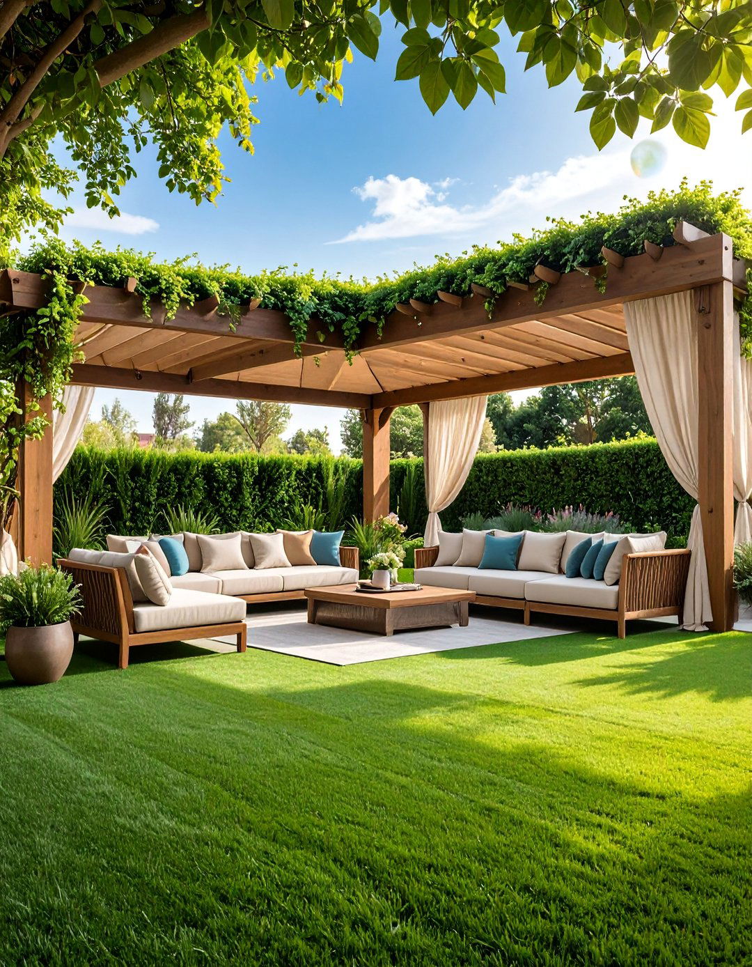 Artificial Grass Pergola Landscape - 25 Pergola Flooring Ideas