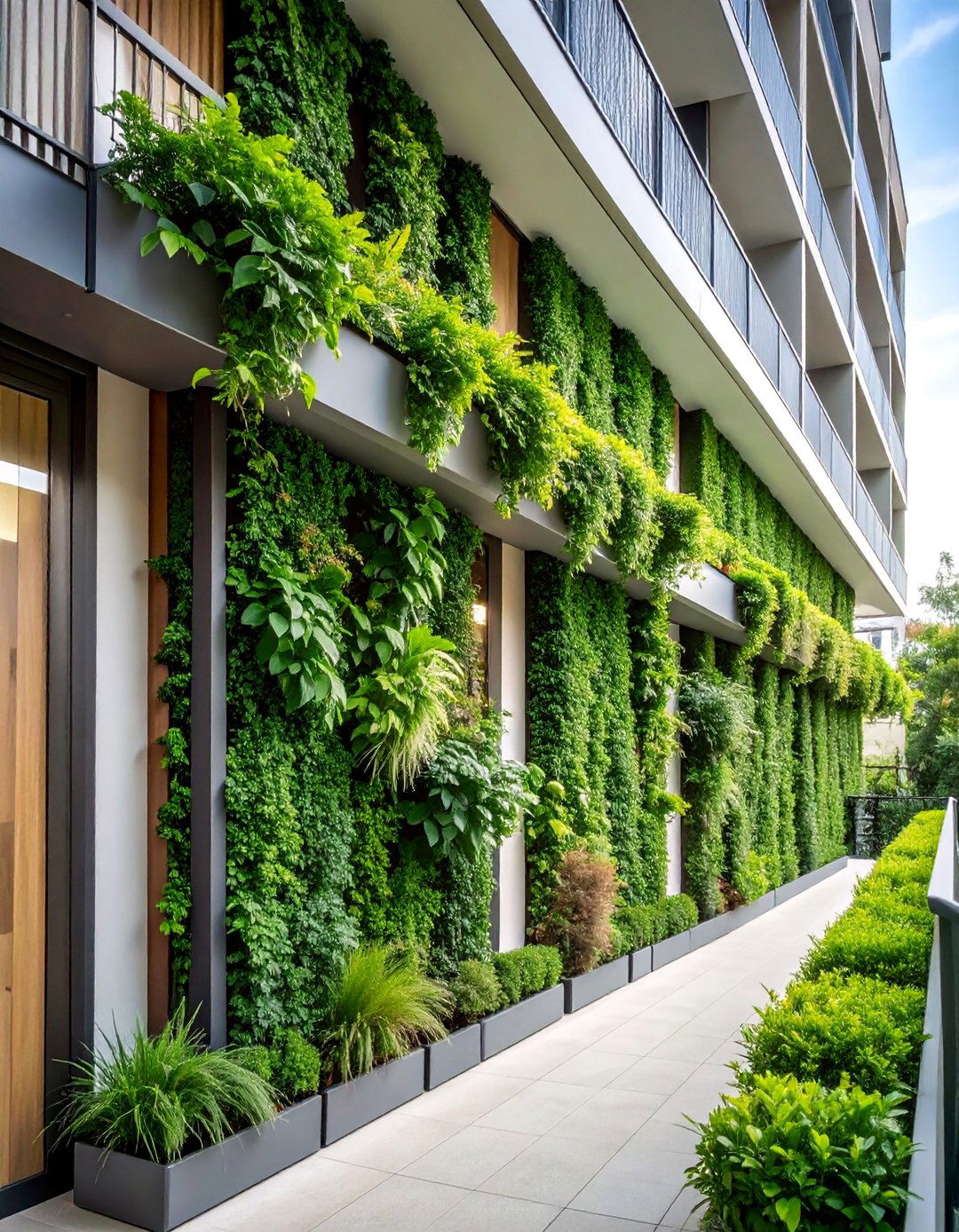 Artificial Green Wall with Realistic Foliage - 25 Balcony Privacy Ideas