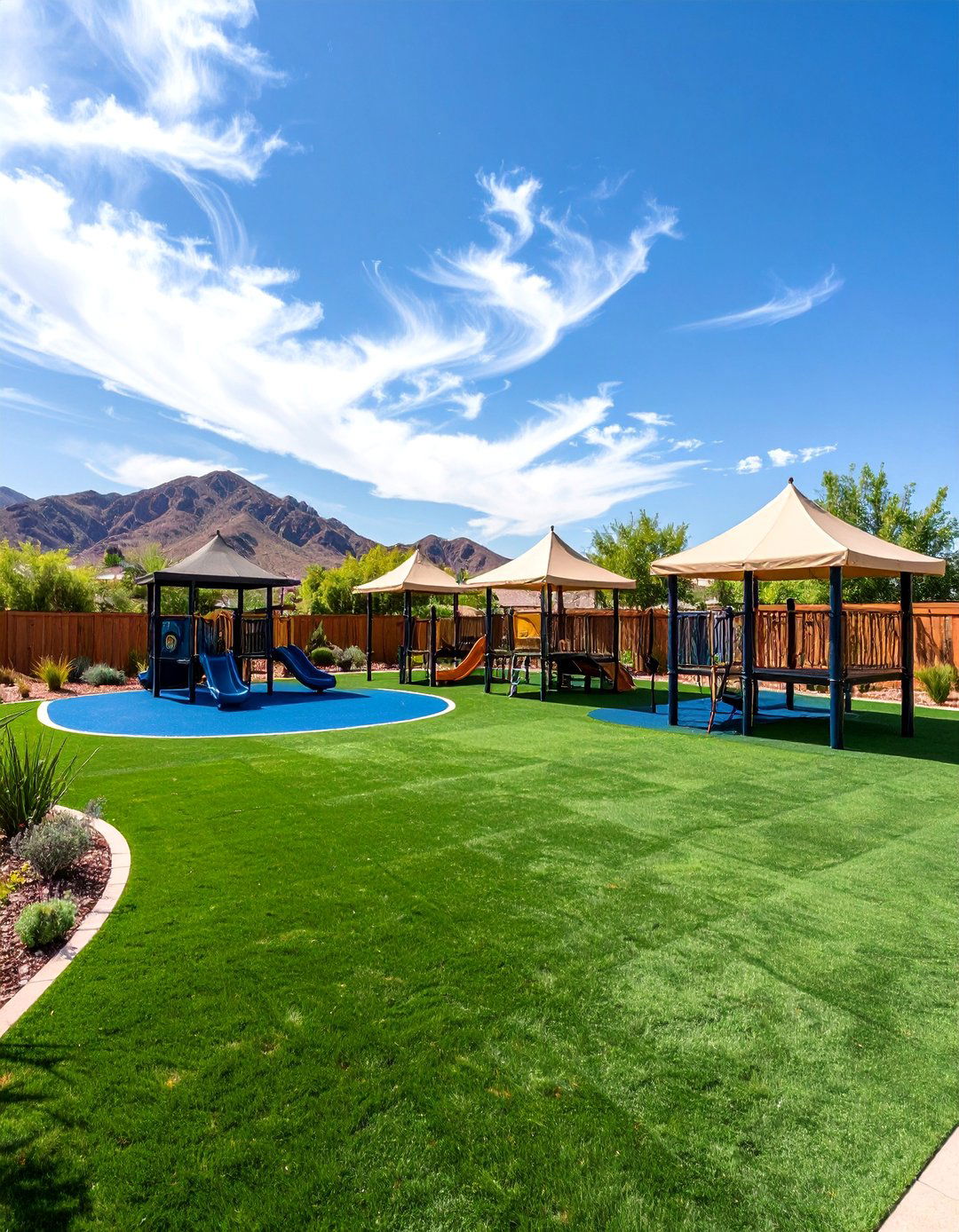 Artificial Turf Play Area with Playground - 25 Arizona Backyard Ideas