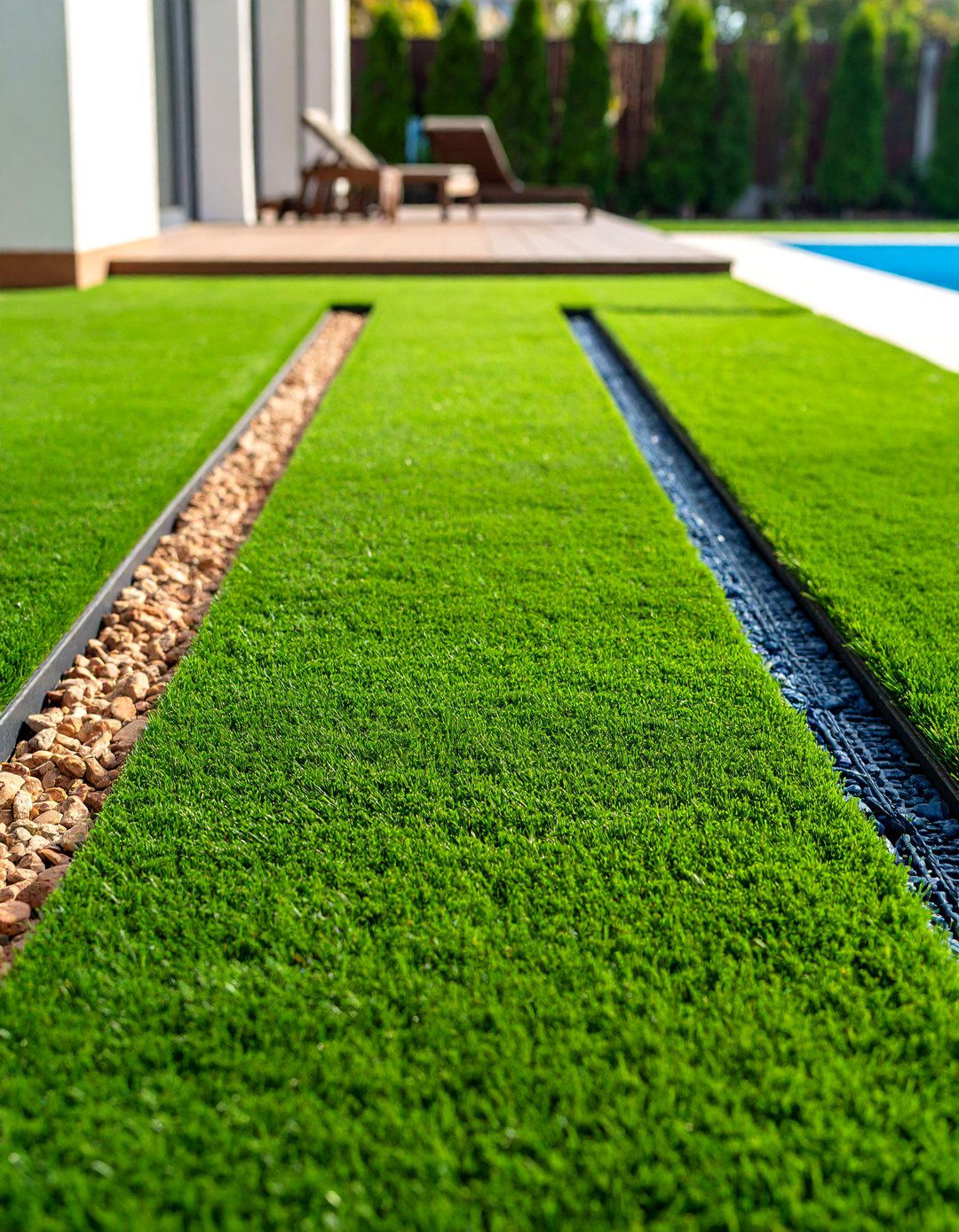 Artificial Turf Walkway with Drainage Base - 25 Above Ground Pool Walkway Ideas