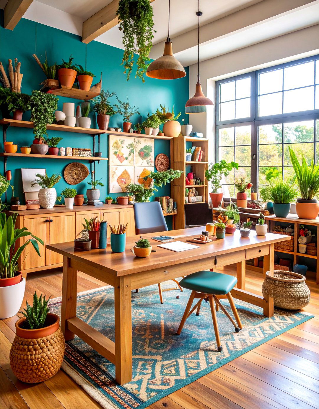 Artisan Green Creative Studio Office - 25 Green Home Office Ideas