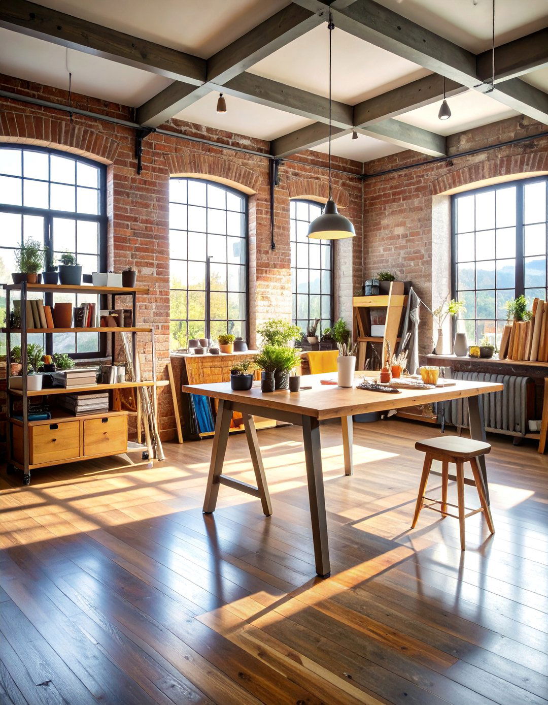 Artisan Workshop Studio with Exposed Industrial Brick - 25 Brick Wallpaper Ideas