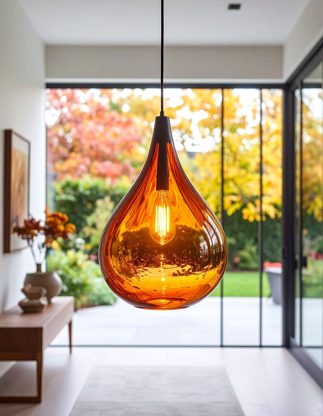 Artisanal Blown Glass Pendant with Organic Form - 25 Entryway Lighting Ideas