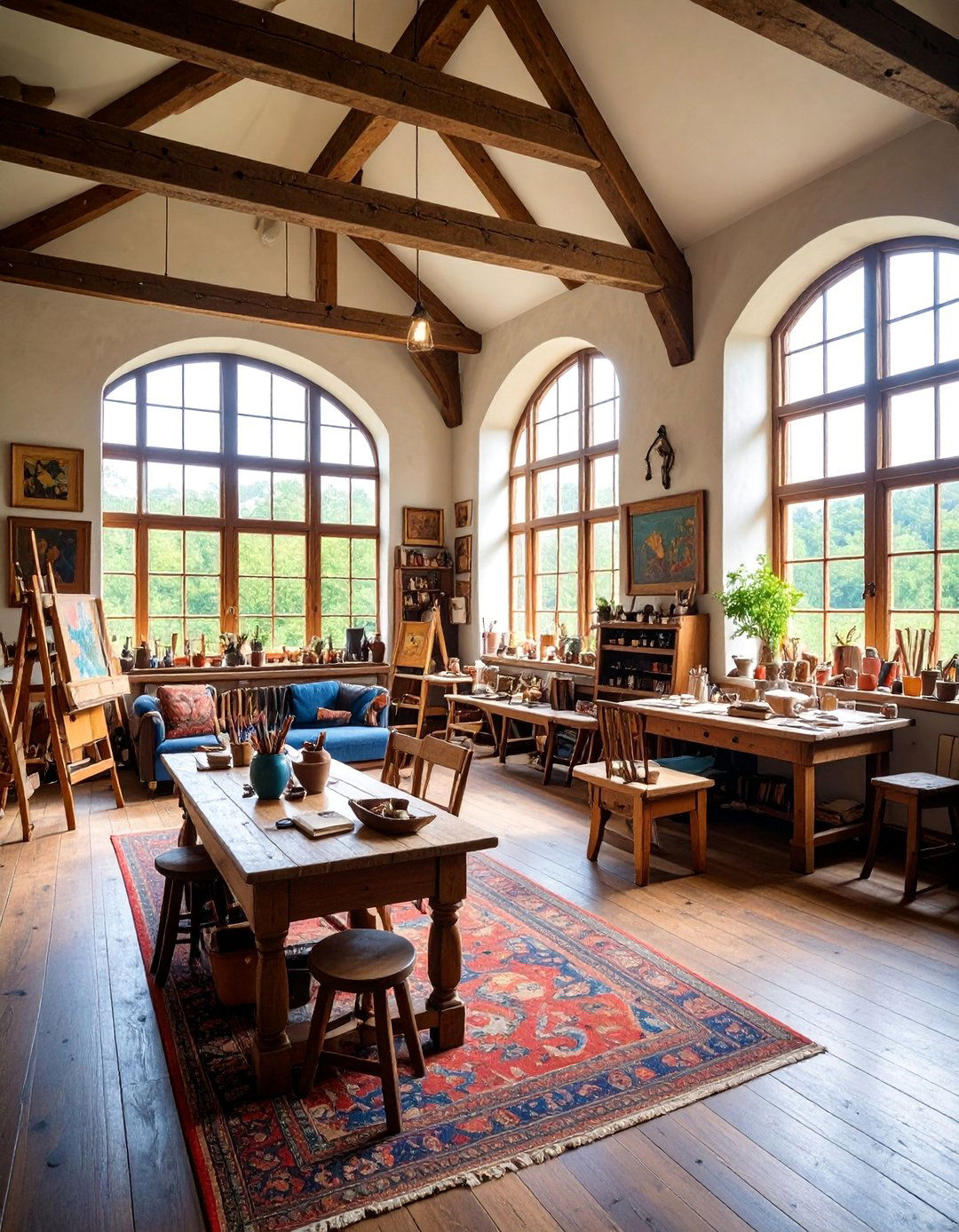 Artist Studio Castle Living Room with Creative Workspace - 25 Castle Living Room Ideas