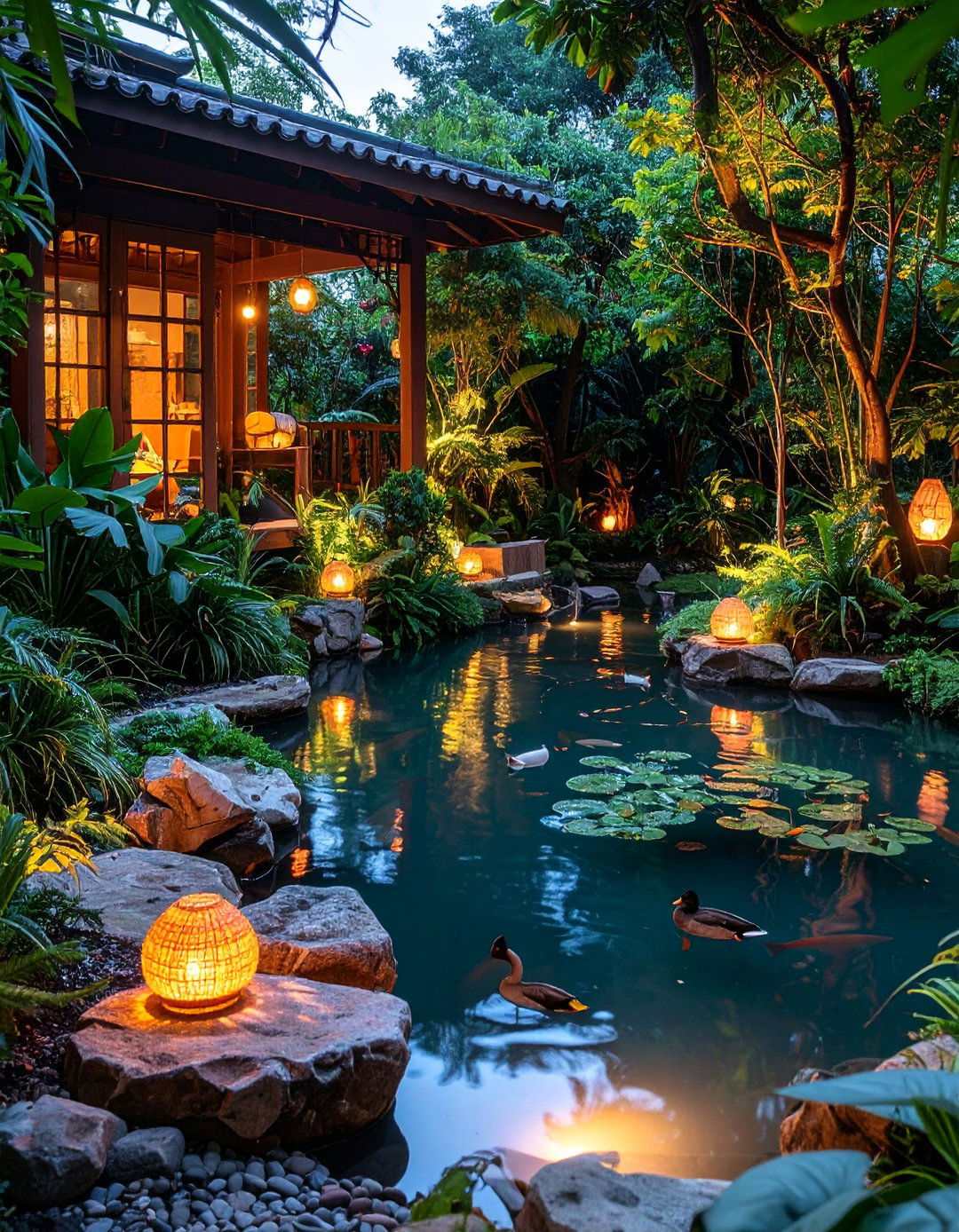 Artist Studio Duck Pond with Creative Sculpture Integration - 25 Duck Pond Ideas