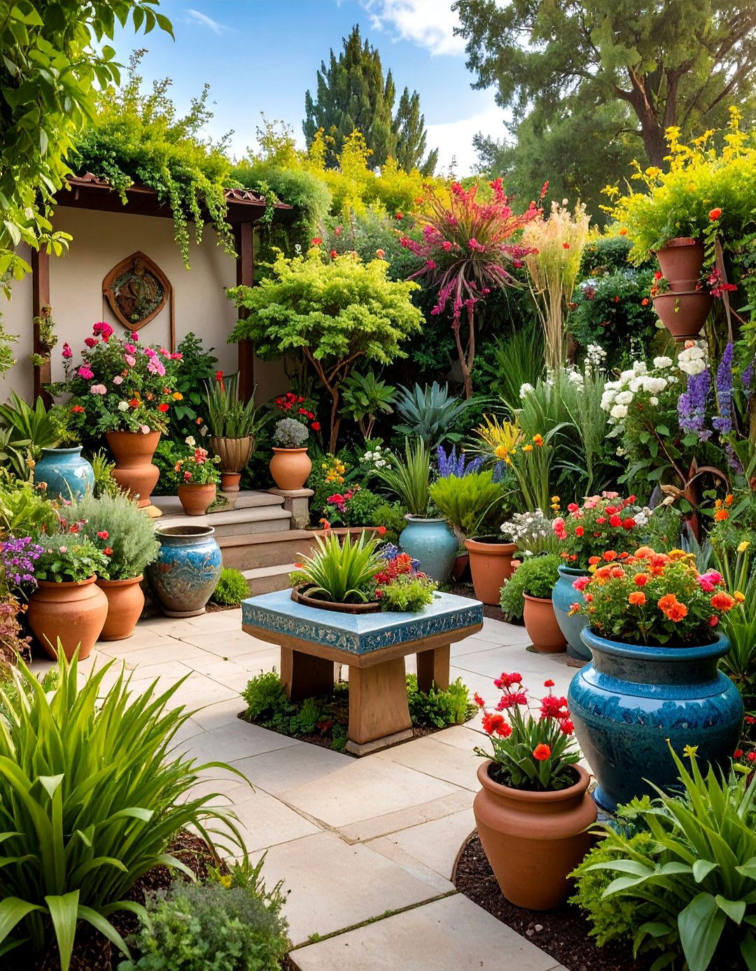 Artistic Container Sculpture Garden - 25 Corner Garden Ideas With Pots