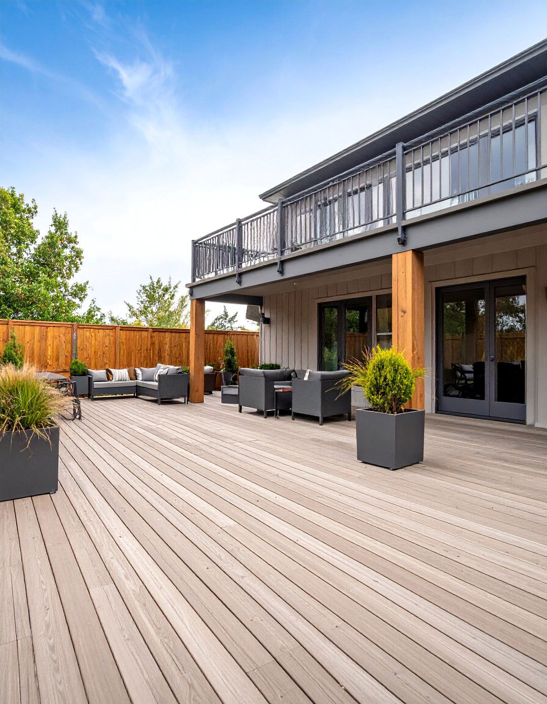 Artistic Deck with Custom Railing Designs and Architectural Details - 25 2nd Floor Deck Ideas