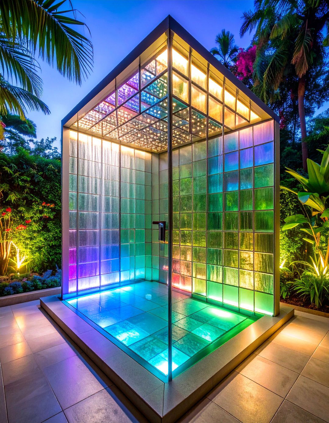 Artistic Glass Block Light Features - 25 Shower Lighting Ideas