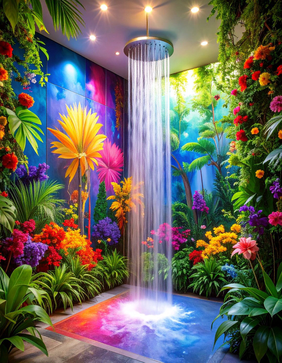 Artistic Hand Painted Shower Wall with Custom Murals - 25 Shower Wall Ideas