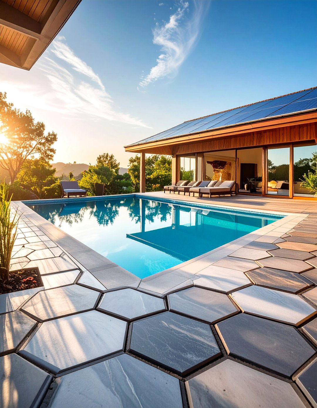 Artistic Hexagonal Paver Pool Installation - 25 Pavers Around Pool Ideas