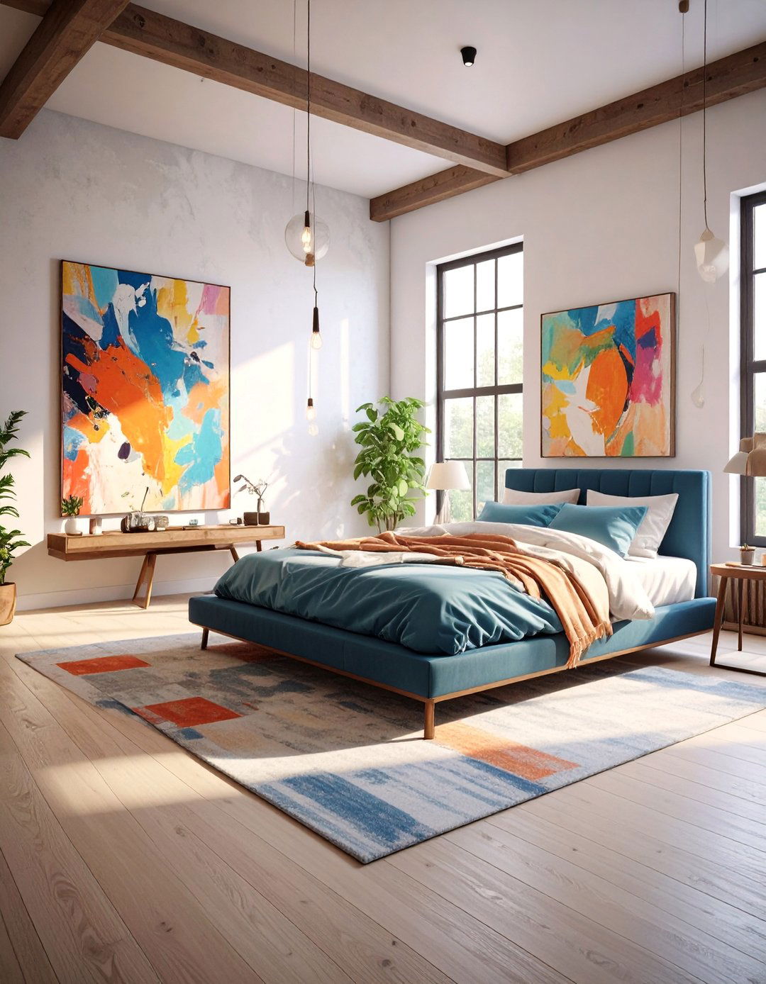 Artistic Loft Bedroom with Rotating Gallery Wall - 25 Loft Bedroom Ideas