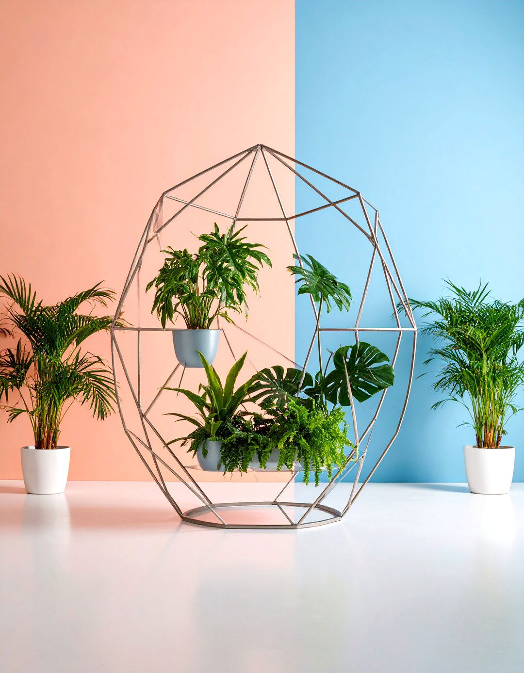 Artistic Metal Plant Sculpture - 25 Indoor Plant Wall Ideas