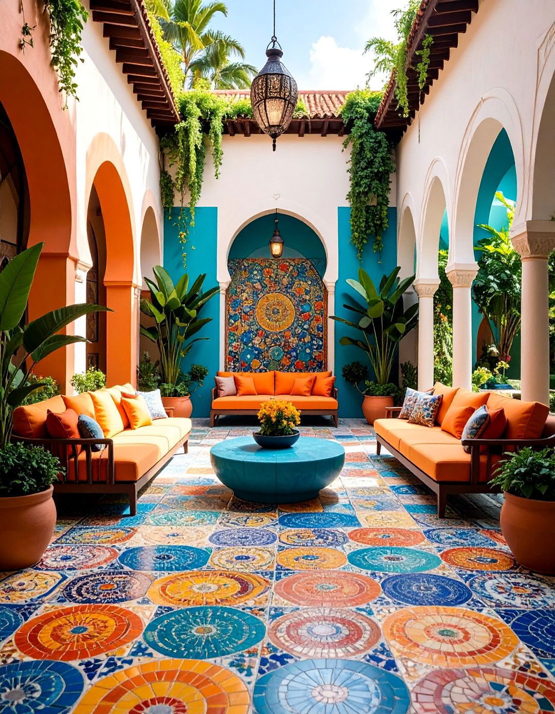Artistic Mosaic Feature Wall - 25 Small Patio Ideas