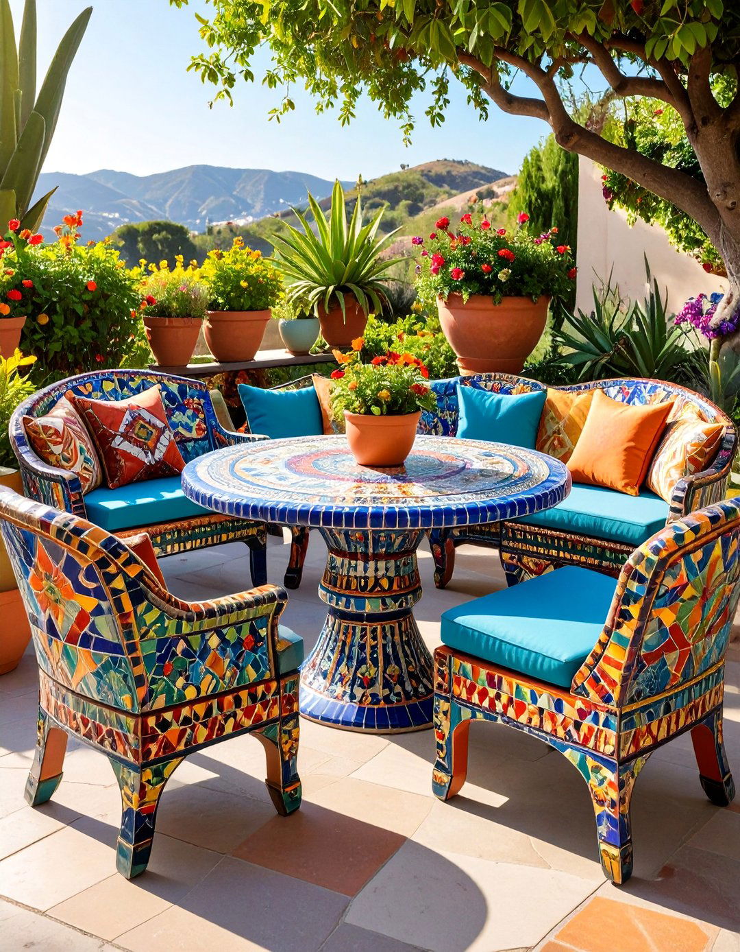 Artistic Mosaic Outdoor Furniture - 25 Mosaic Garden Ideas