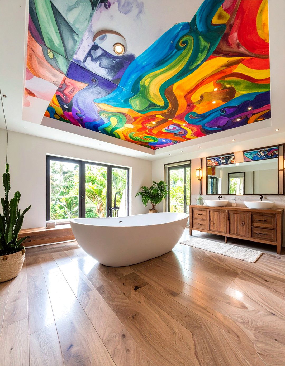 Artistic Mural Ceiling Treatment - 25 Bathroom Ceiling Ideas