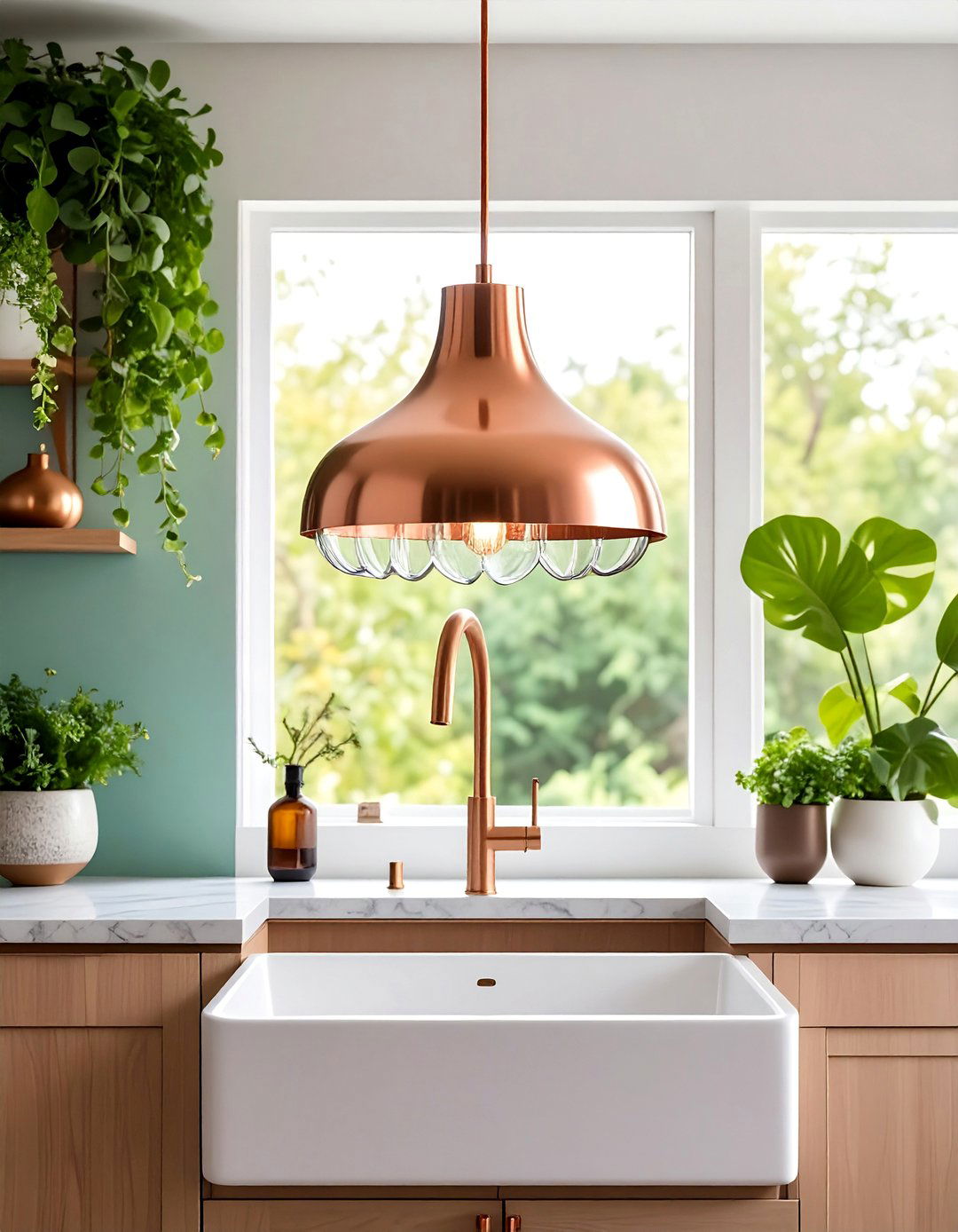Artistic Sculptural Pendant Statement Pieces - 25 Kitchen Sink Lighting Ideas