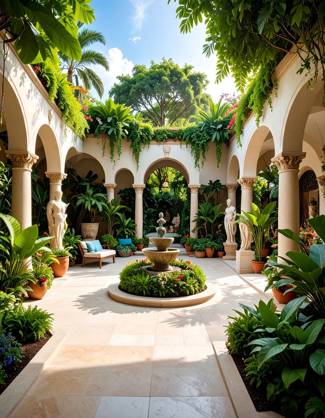 Artistic Sculpture Garden Patio with Creative Elements - 25 Patio Garden Ideas