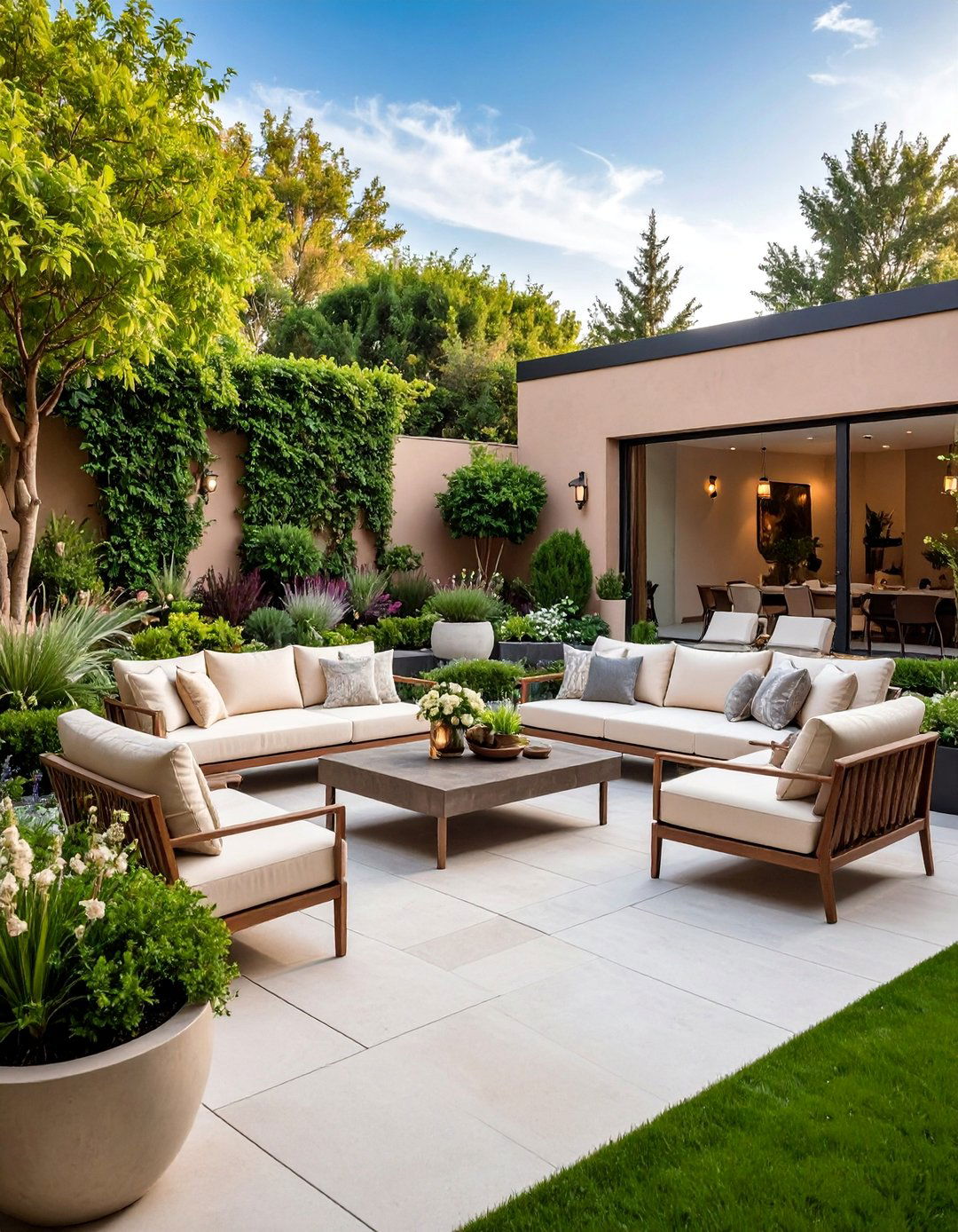 Artistic Sculpture Garden Patio - 25 Backyard Patio Ideas