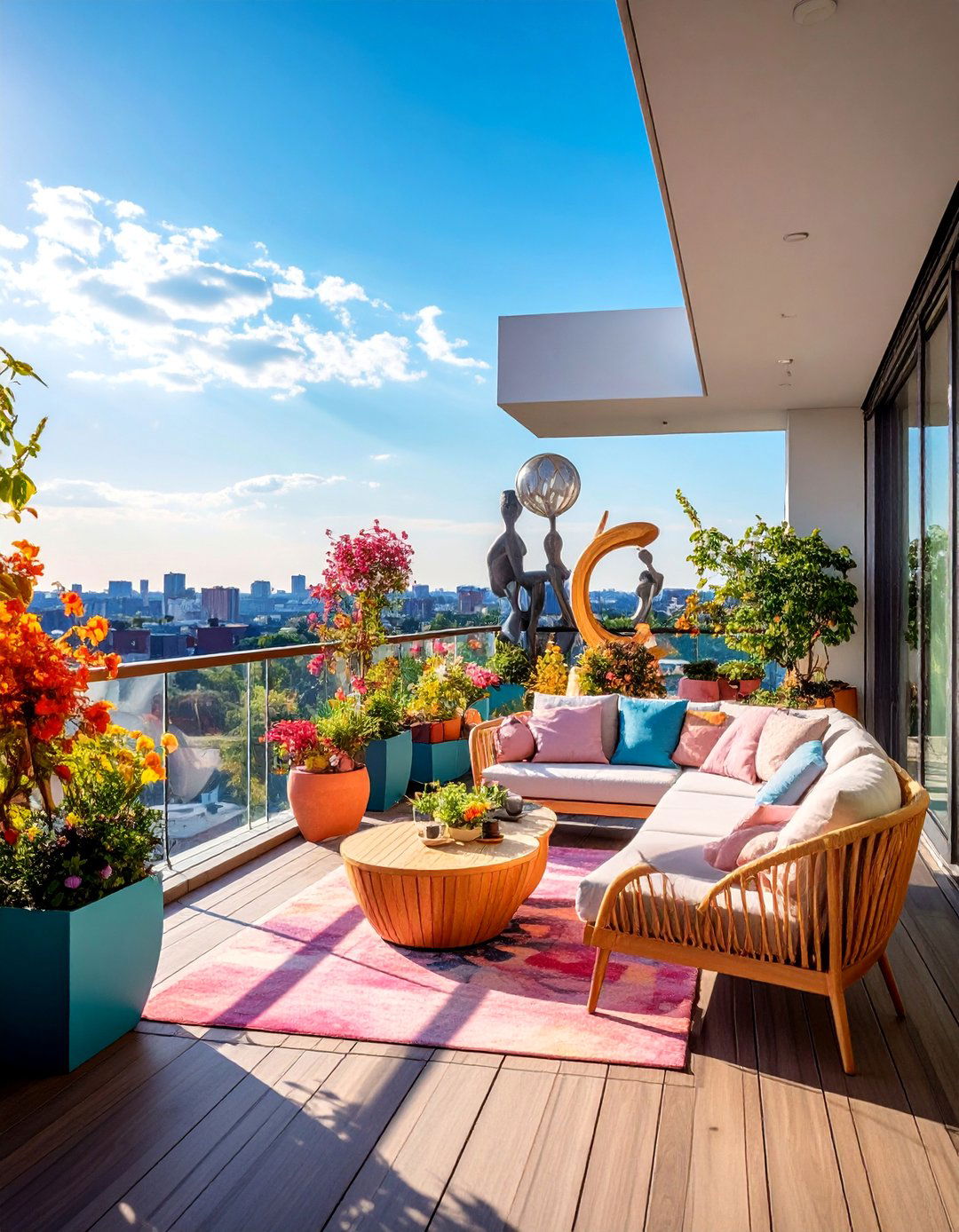 Artistic Sculpture Garden - 25 Penthouse Balcony Ideas