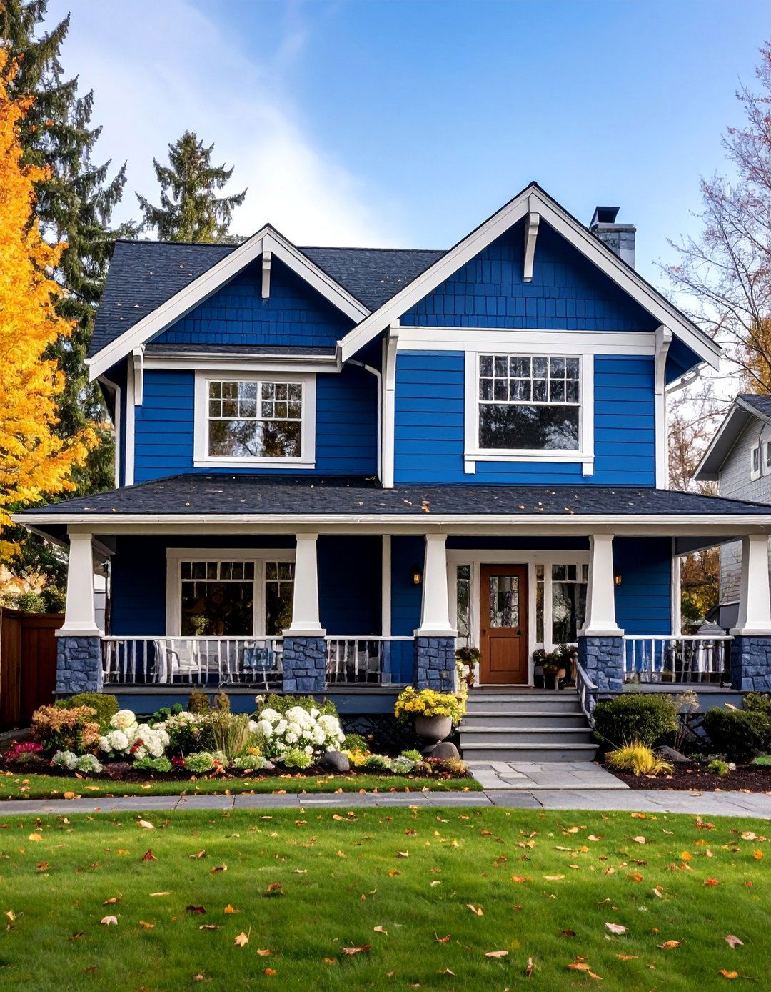 Arts and Crafts Indigo Blue Natural Materials - 25 Blue House Siding With White Trim