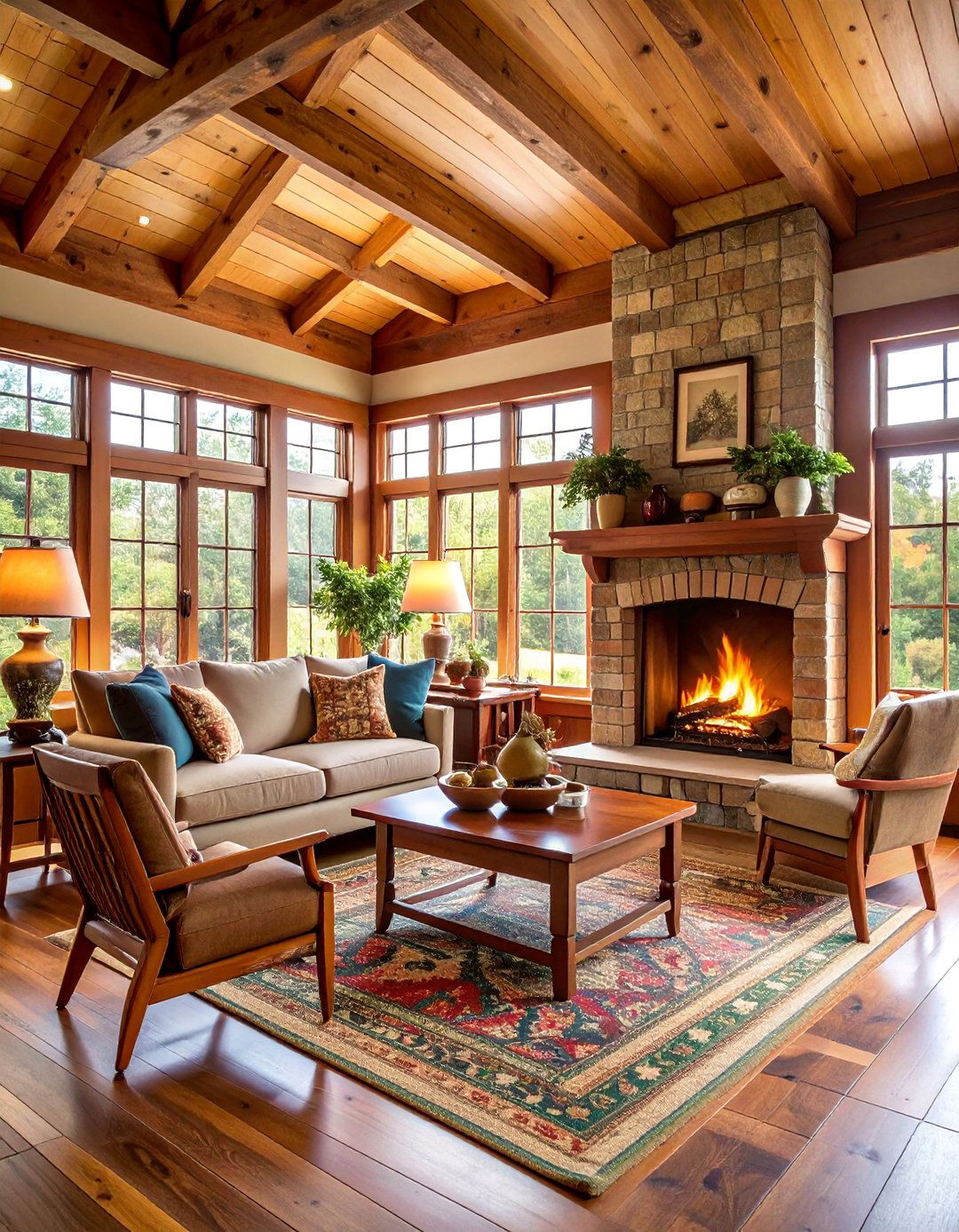 Arts and Crafts Style Cabin Living Room - 25 Cabin Living Room Ideas
