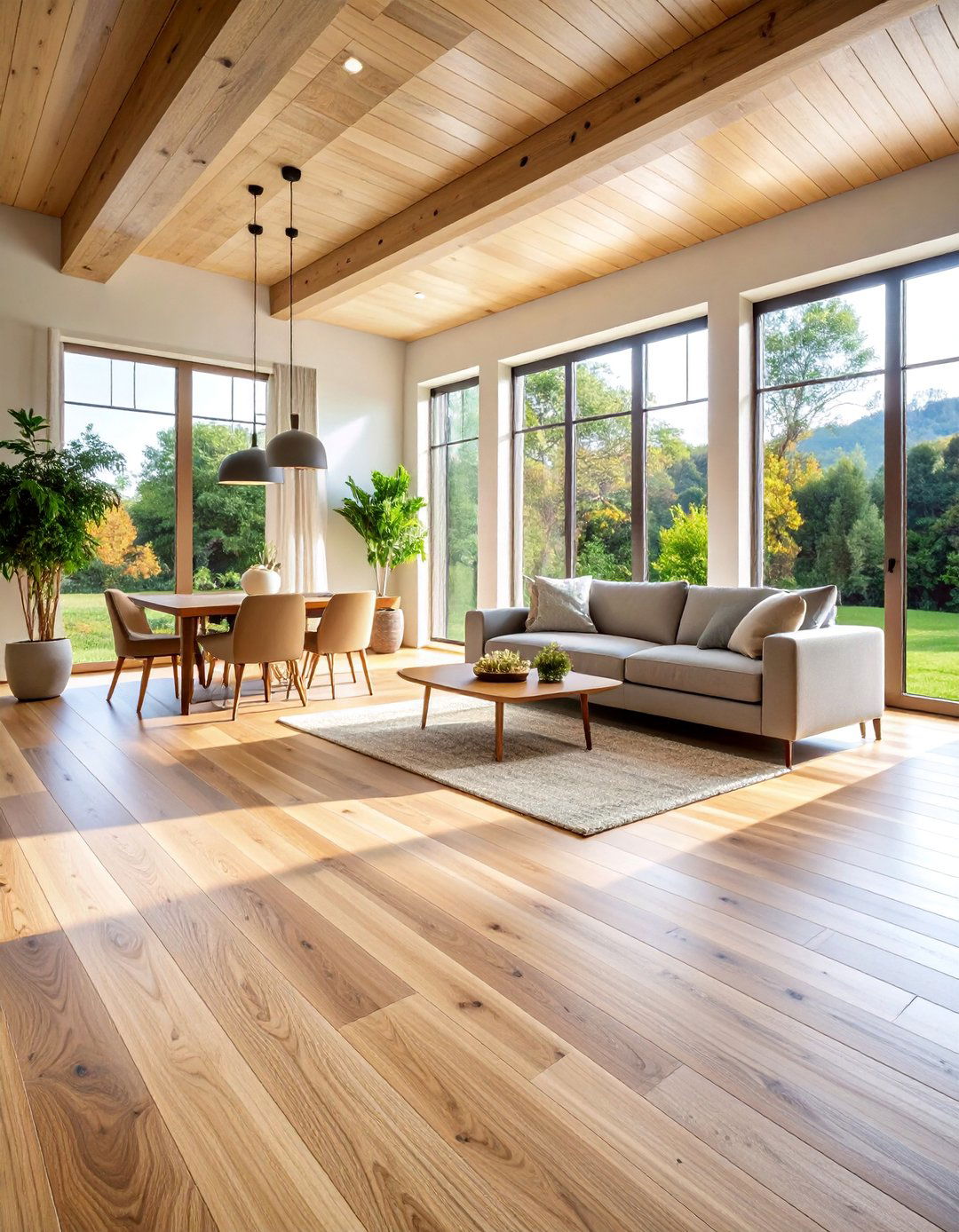 Ash Wood Floor with Wire Brushed Texture for Modern Farmhouse - 25 Wood Floor Design Ideas