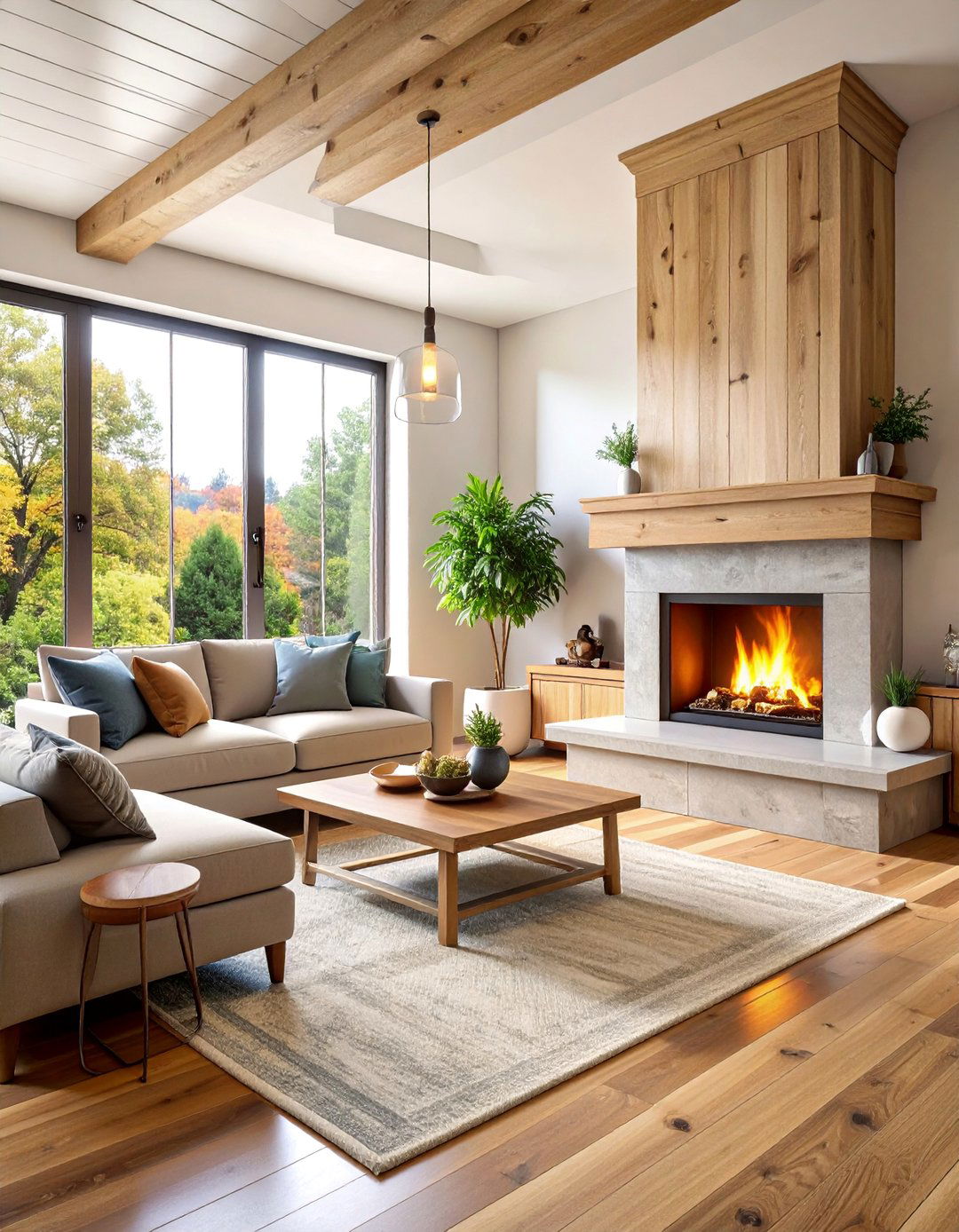 Ash Wood Mantel with Distinctive Open Grain - 25 Wood Mantel Ideas