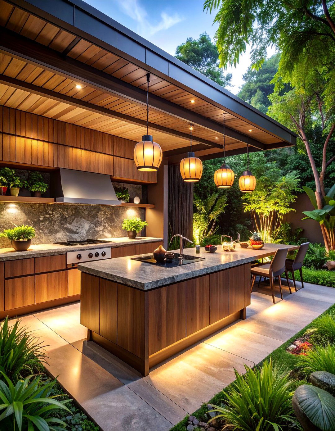 Asian Fusion Modern Kitchen Design - 25 L Shaped Outdoor Kitchen Ideas