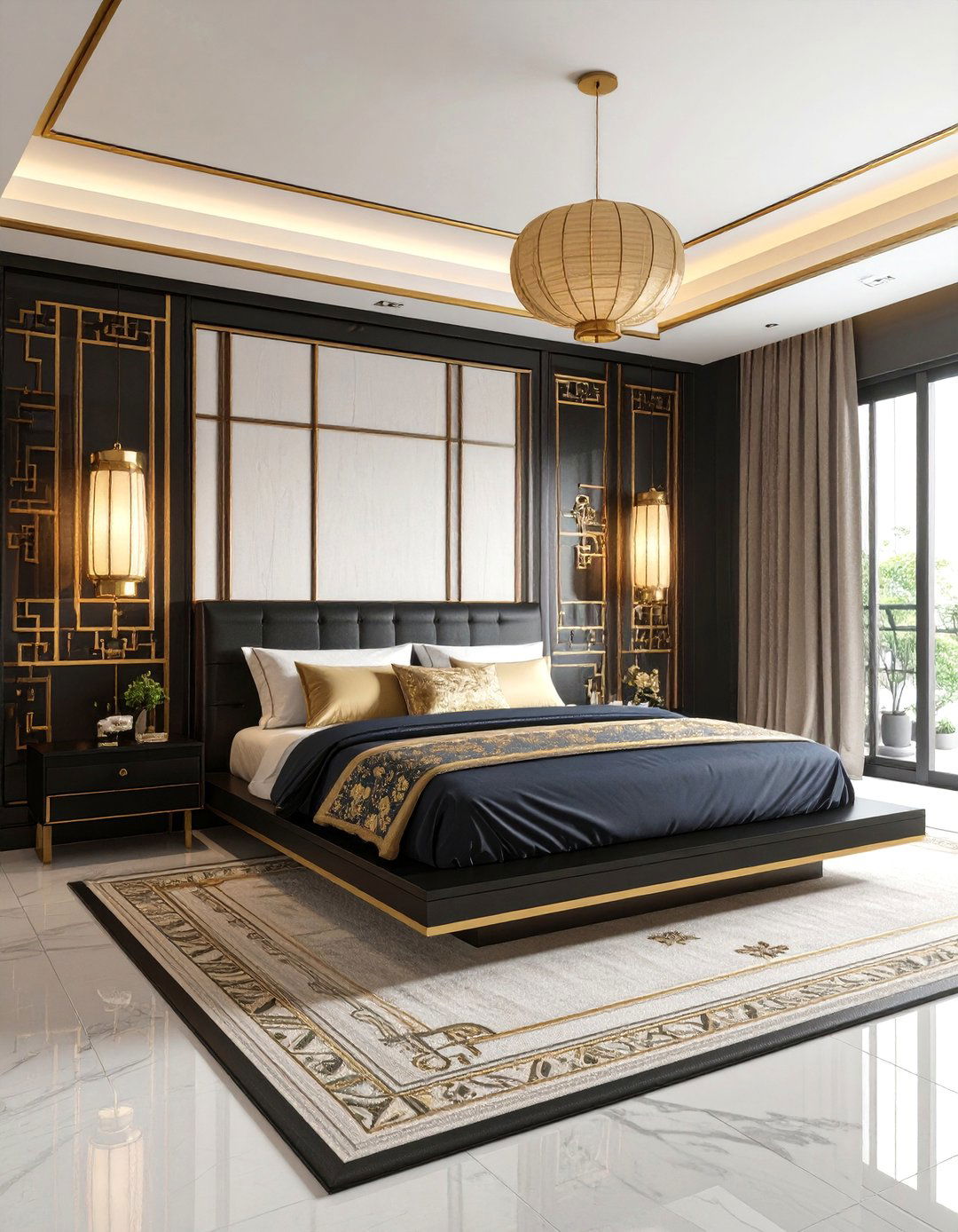 Asian Fusion with Lacquered Finishes - 25 Black and Gold Bedroom Ideas