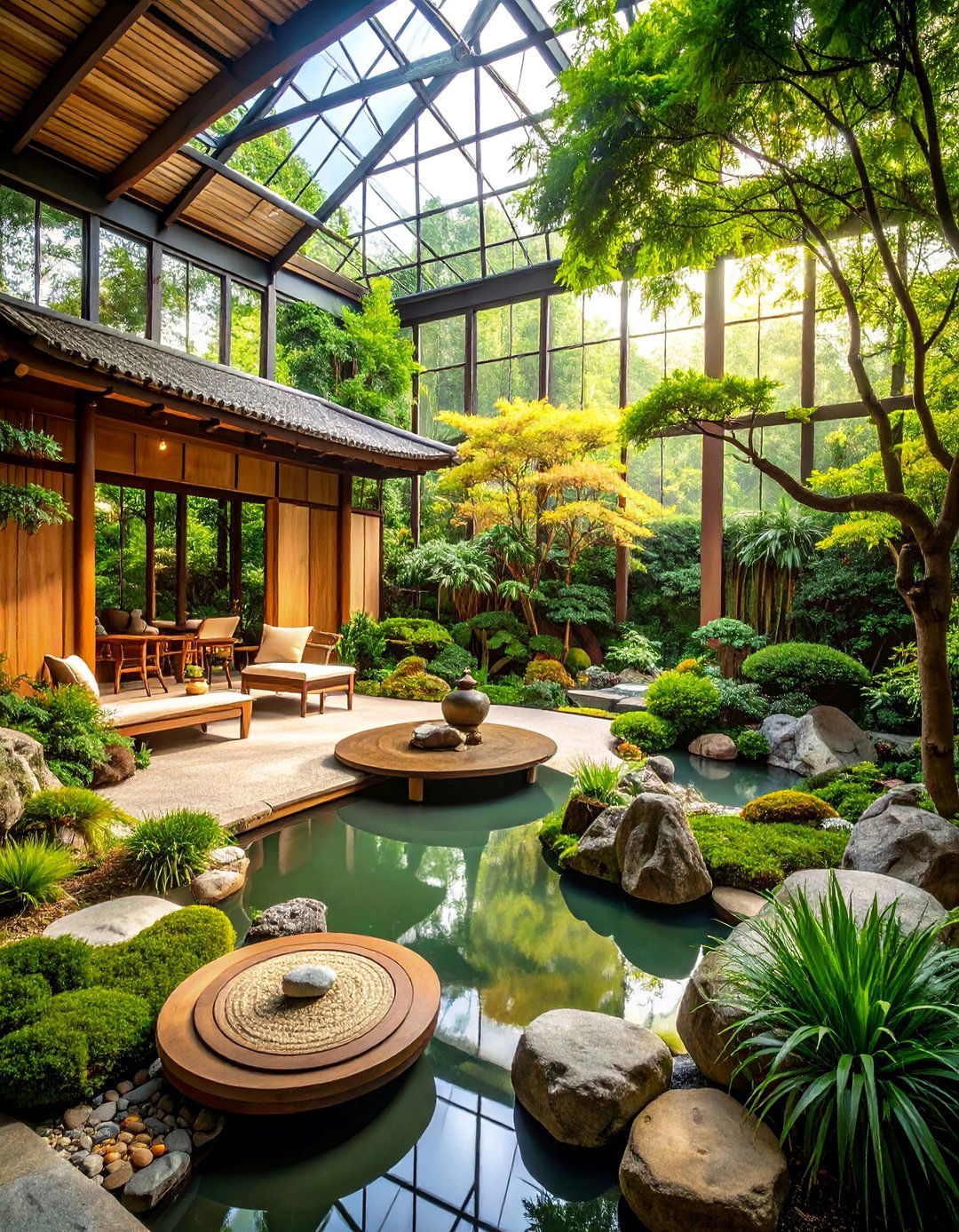 Asian Garden Greenhouse with Feng Shui Balance - 25 Greenhouse Decor Ideas