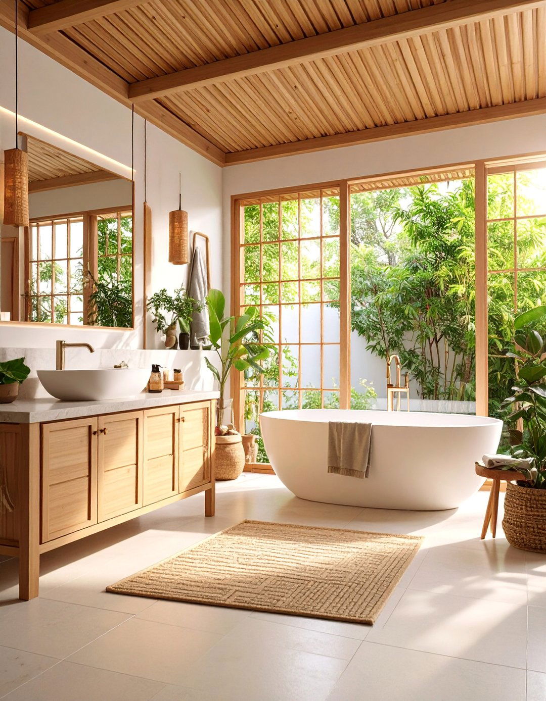 Asian Inspired Family Bathroom with Zen Elements - 25 Family Bathroom Ideas