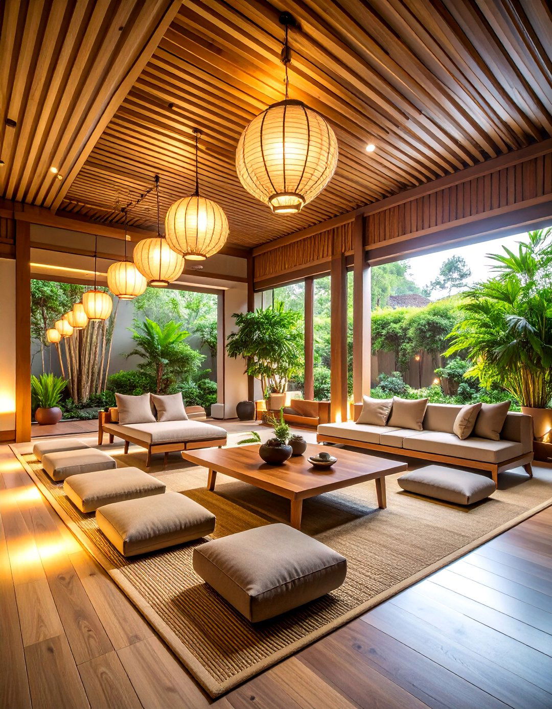 Asian Zen with Natural Materials - 25 Living Room Vaulted Ceiling Ideas