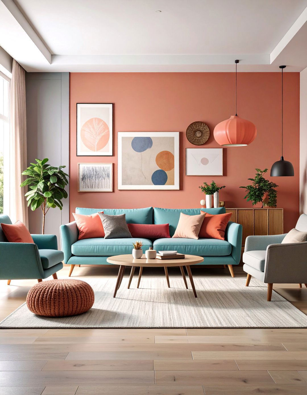 Asymmetrical Gallery Wall with Mixed Media - 25 Asymmetrical Balance Interior Design Ideas