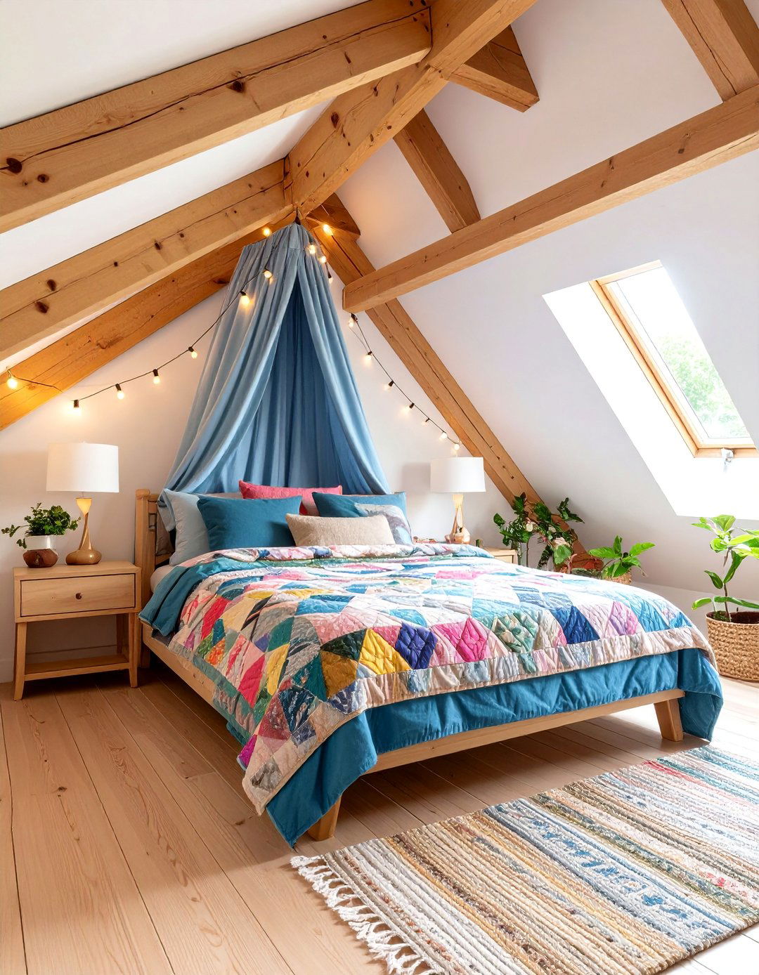 Attic Bedroom with Exposed Beams and Vintage Collections - 25 Shabby Chic Bedroom Ideas