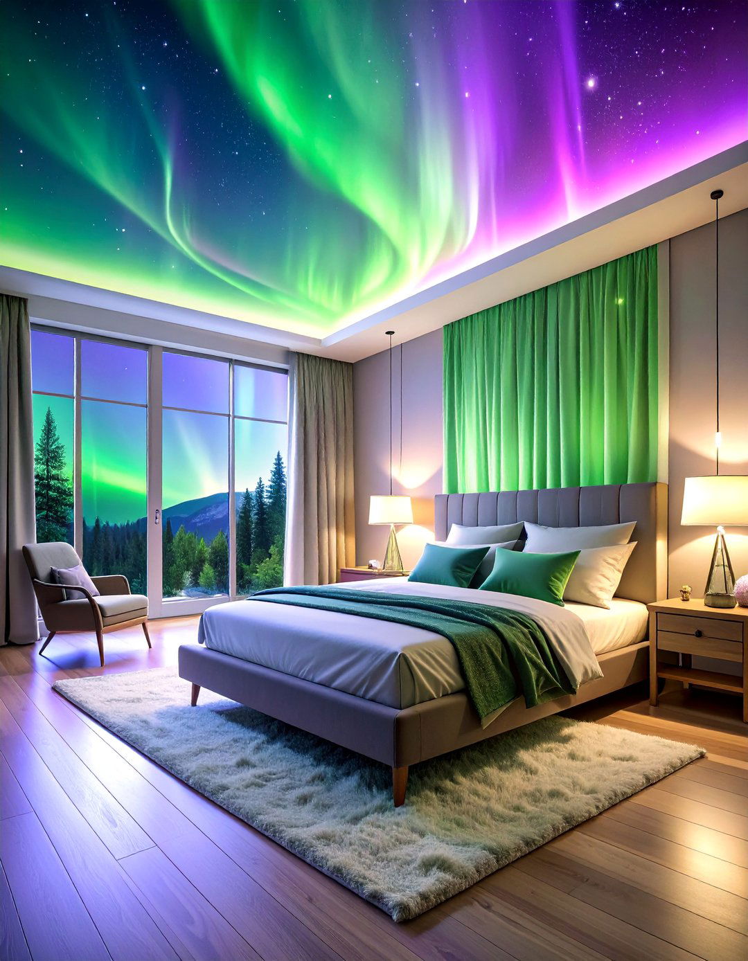 Aurora Borealis Bedroom Lighting Effects - 25 galaxy space-themed bedroom ideas