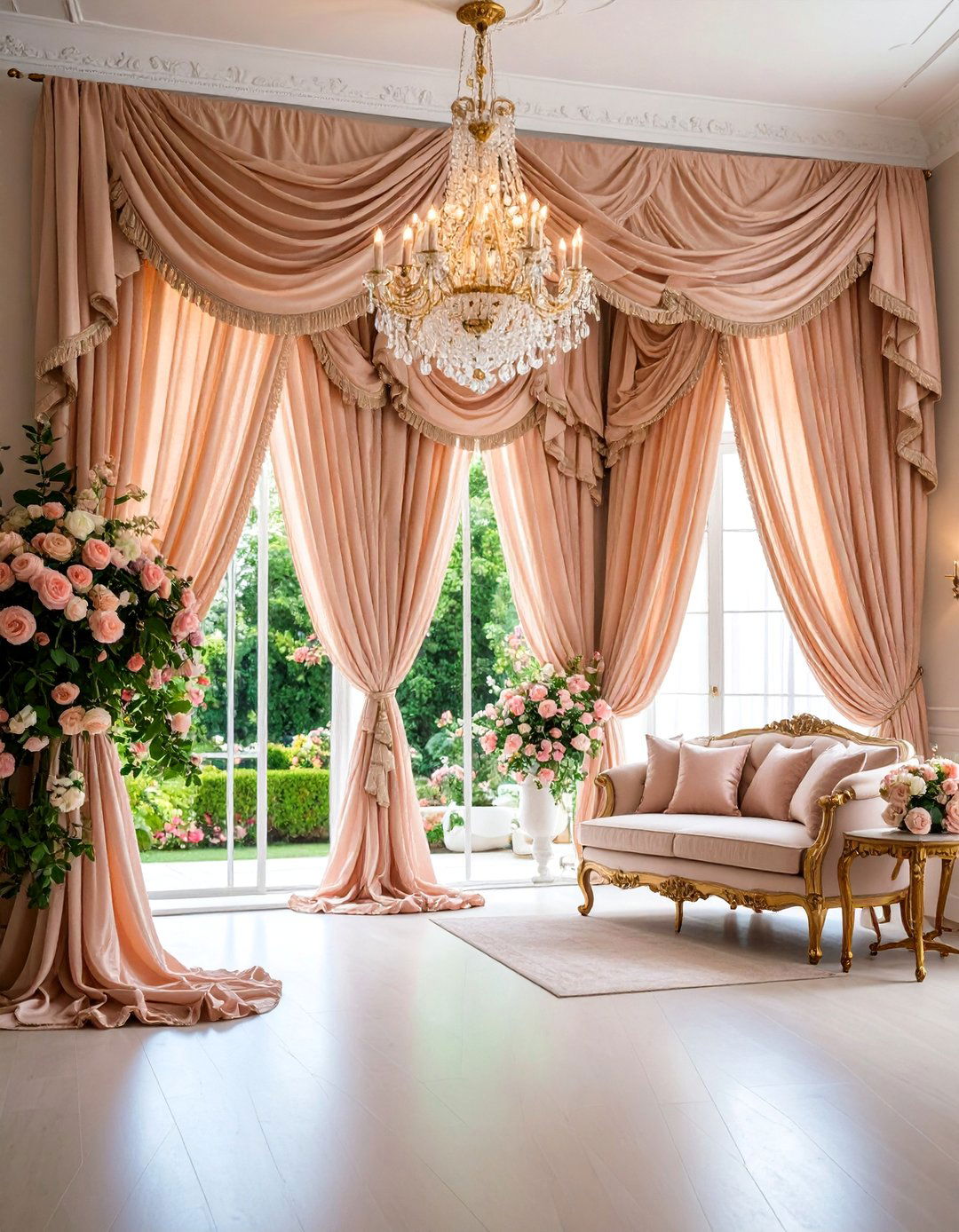 Austrian Living Room Curtains with Romantic Swags - 25 Living Room Curtain Ideas