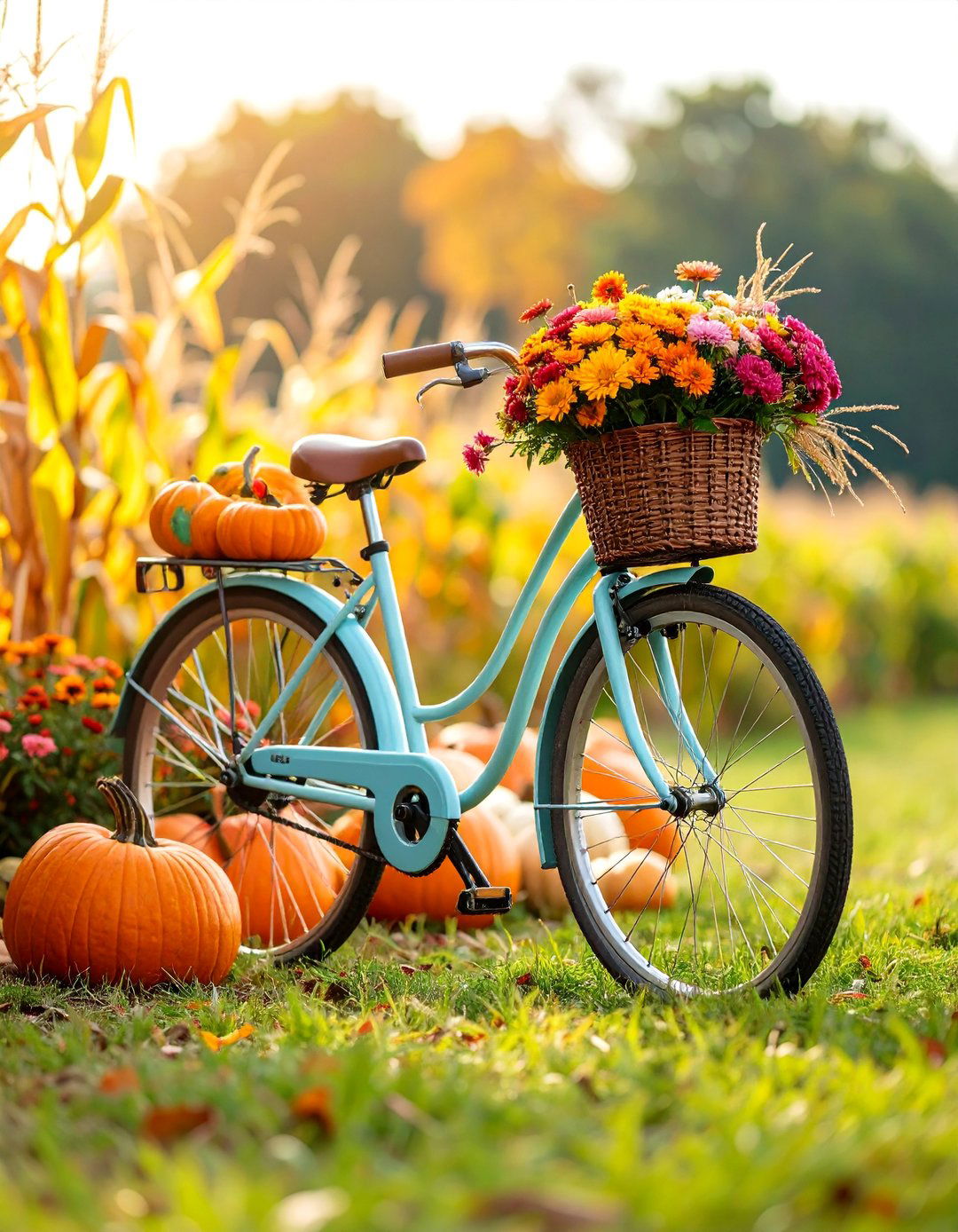 Autumn Harvest Bicycle Display - 25 Old Bicycle Garden Ideas