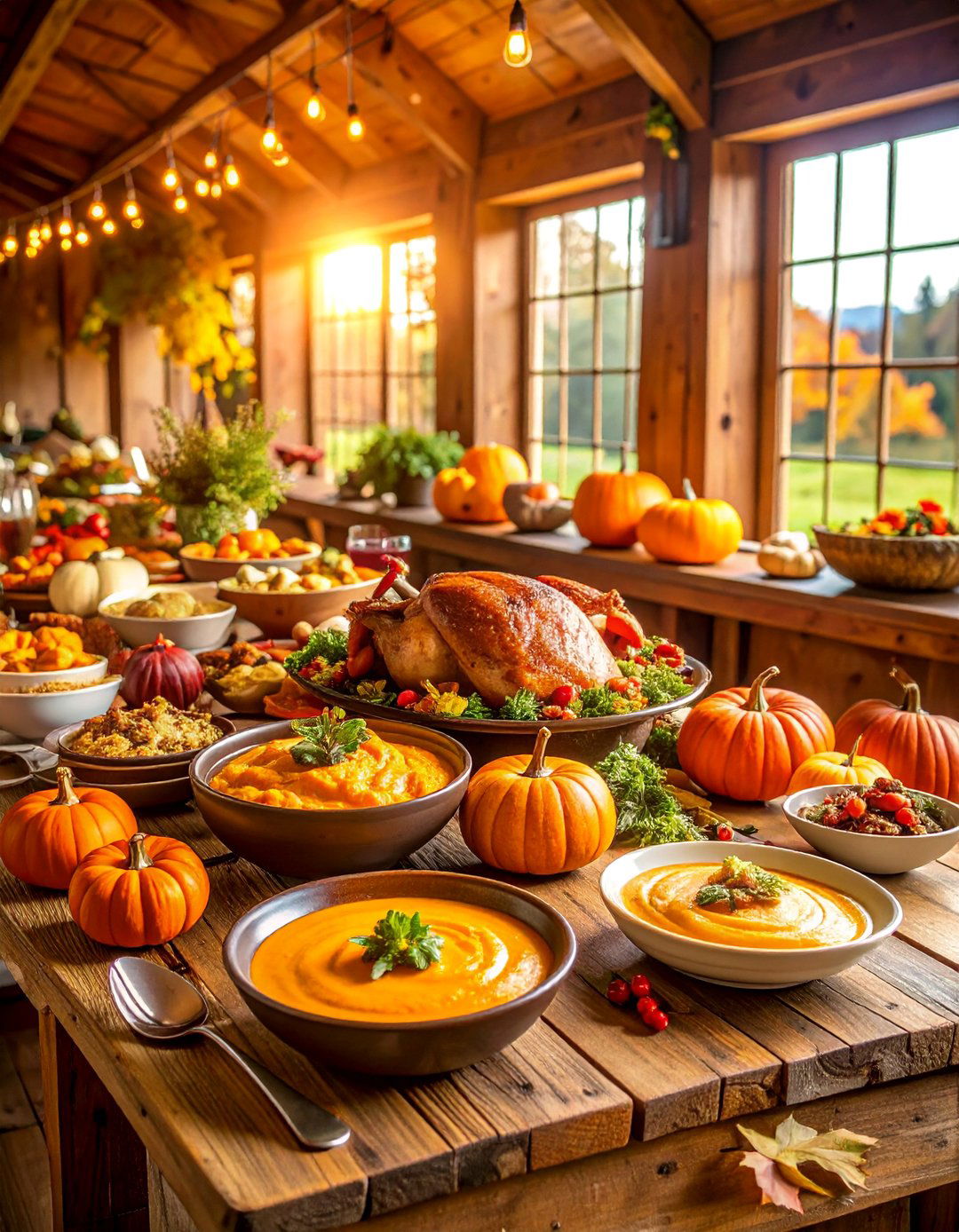 Autumn Harvest Buffet with Carving Station - 25 Wedding Buffet Ideas
