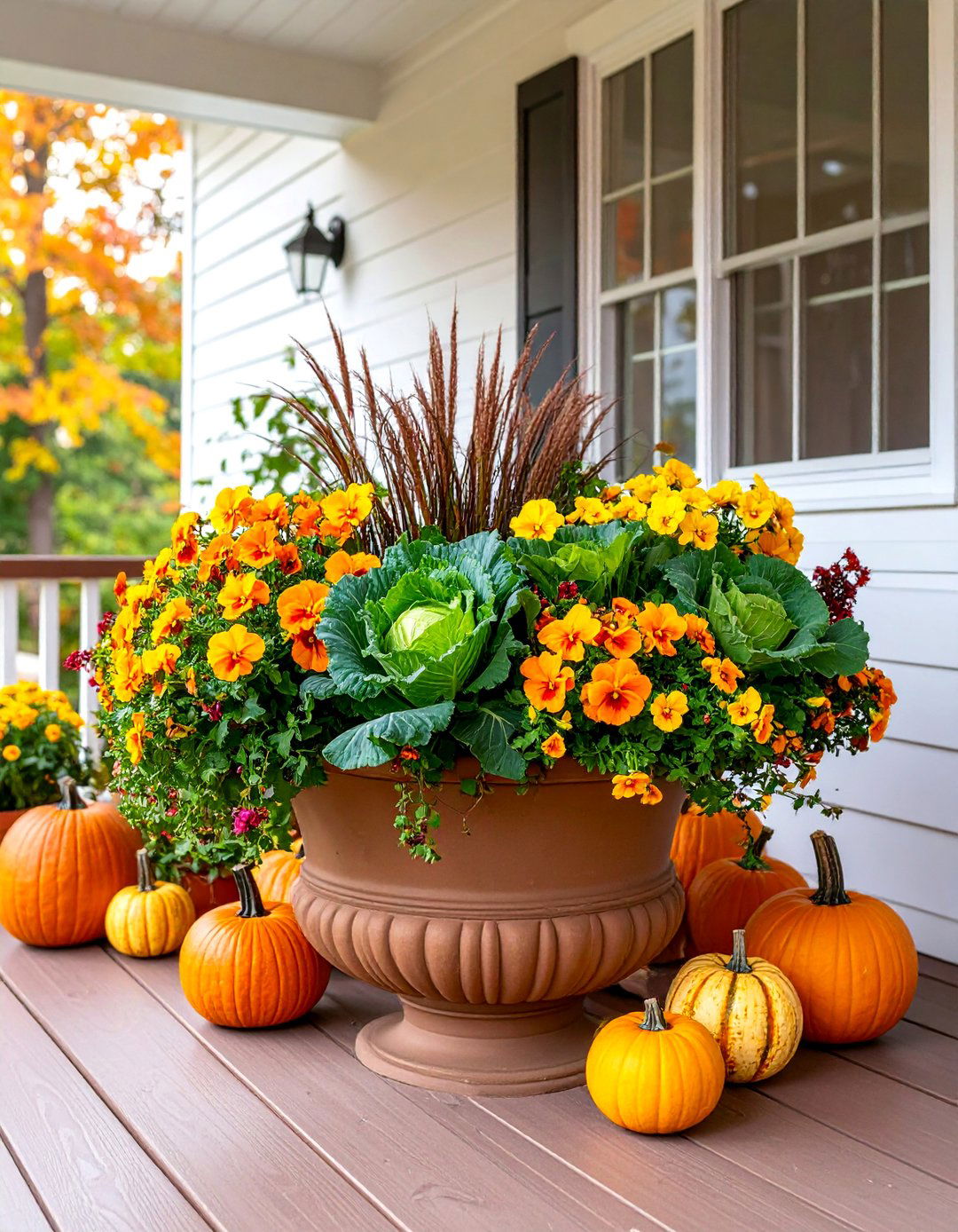Autumn Harvest Seasonal Container - 25 Potted Plant Arrangement Ideas