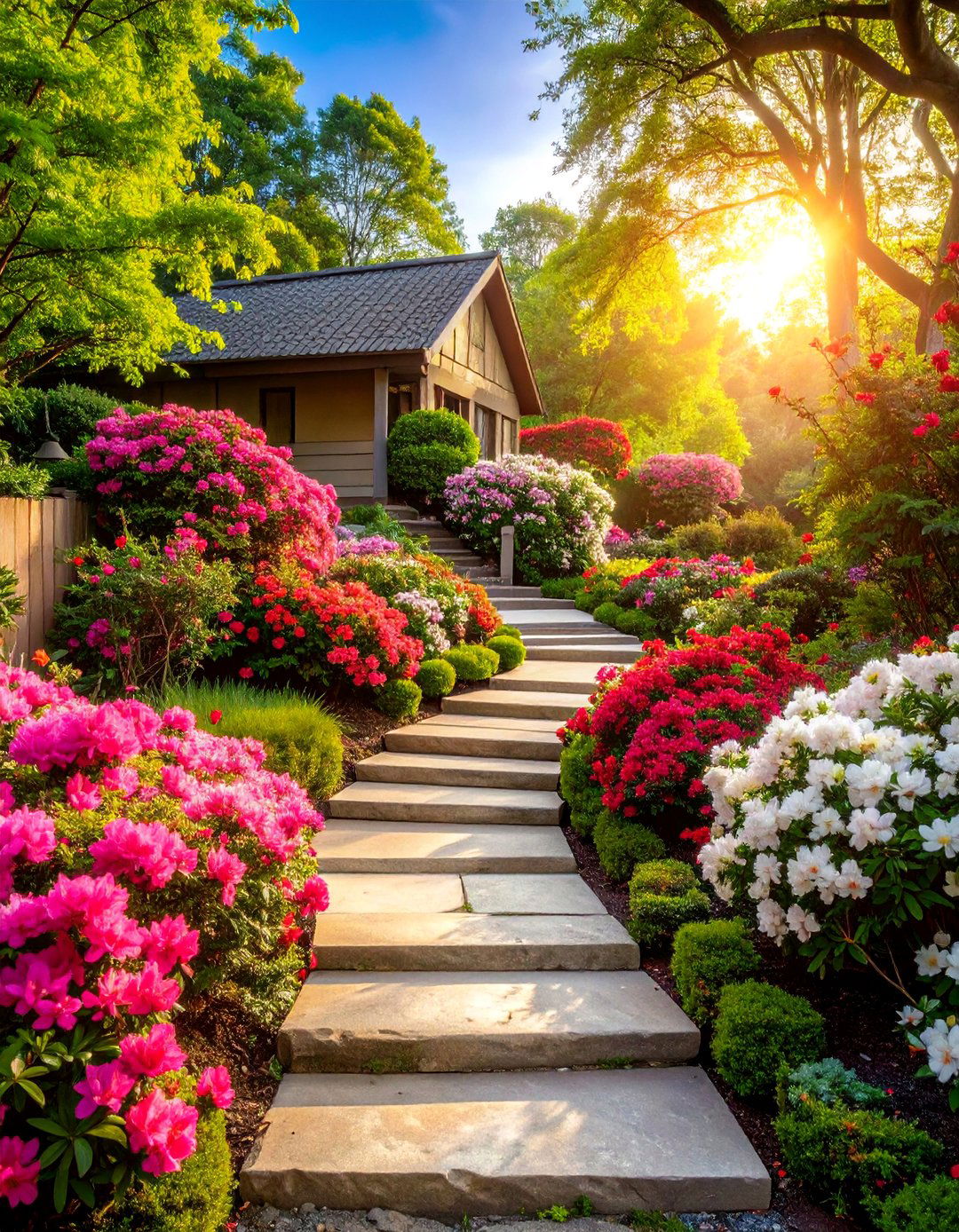 Azalea Border Garden with Layered Heights - 25 Azalea Garden Ideas