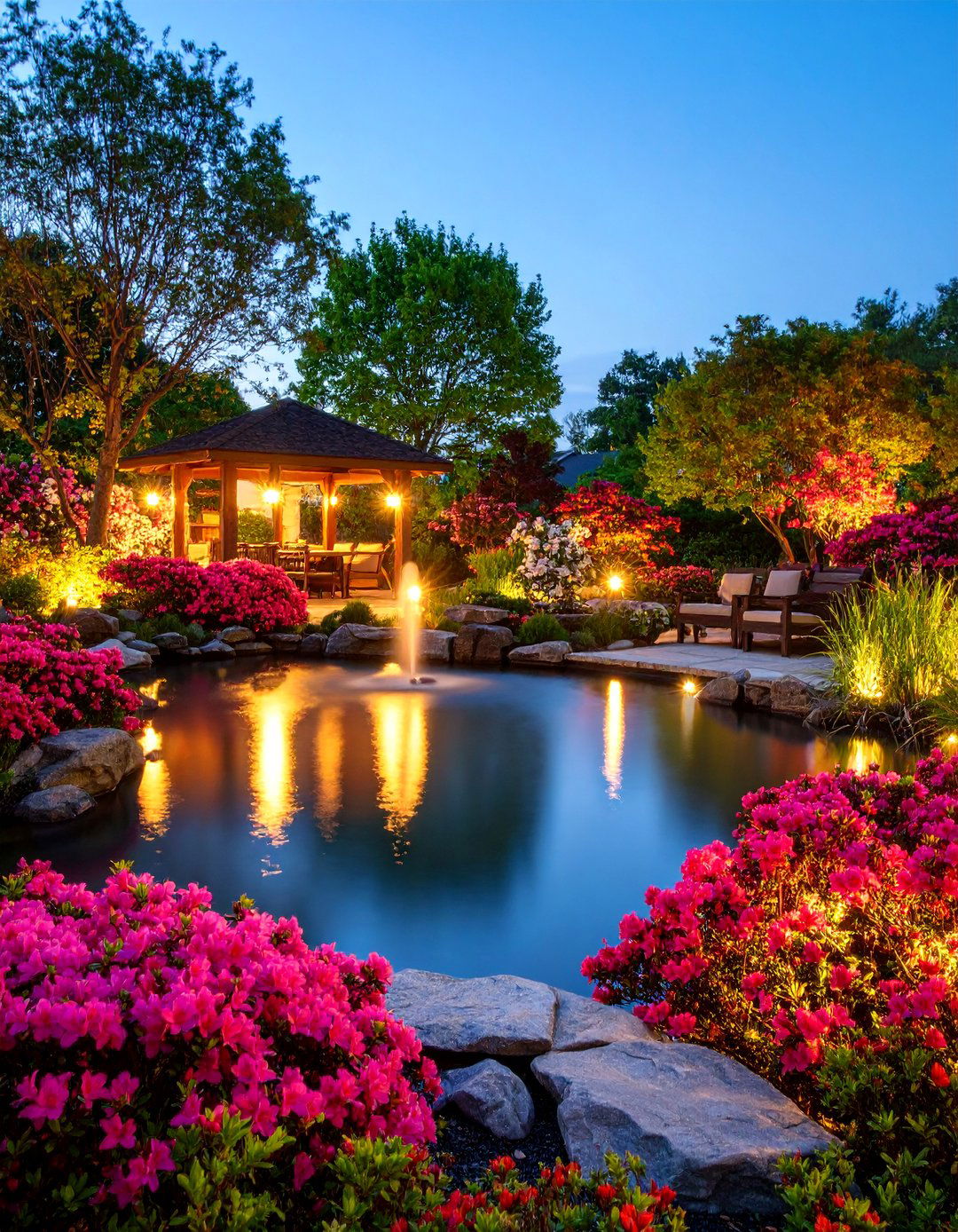 Azalea Garden with Water Feature Integration - 25 Azalea Garden Ideas