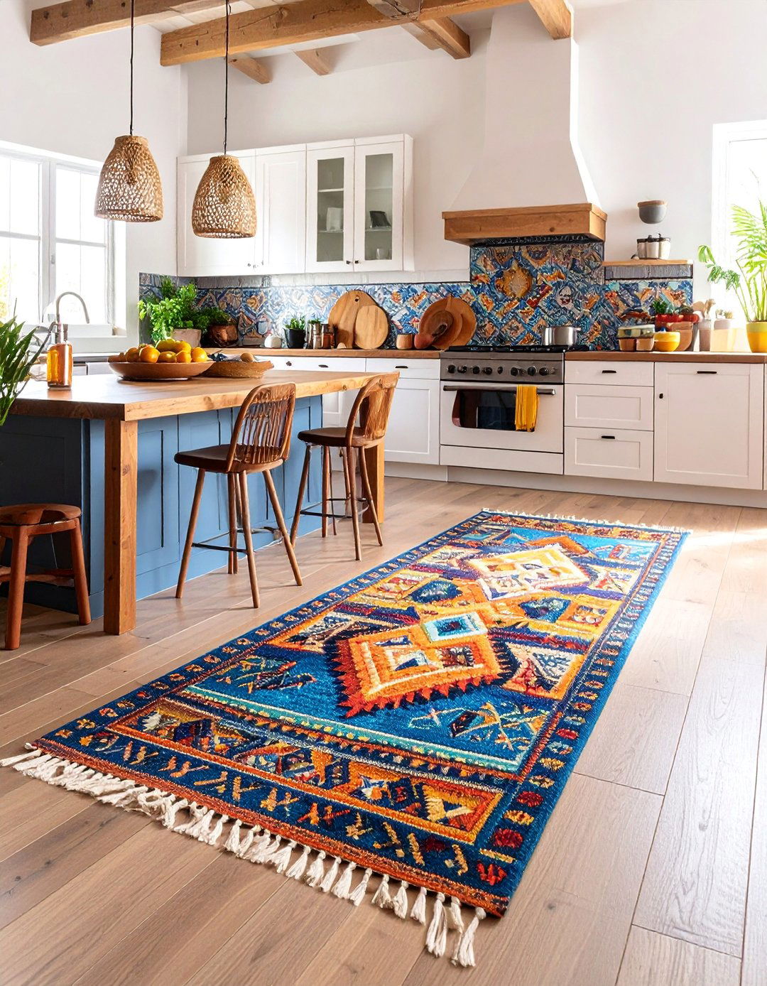 Aztec Inspired Kitchen Runner with Southwestern Geometric Motifs - 25 Kitchen Rug Ideas